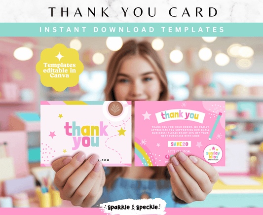Sunday Bliss Pink Thank You Card Template