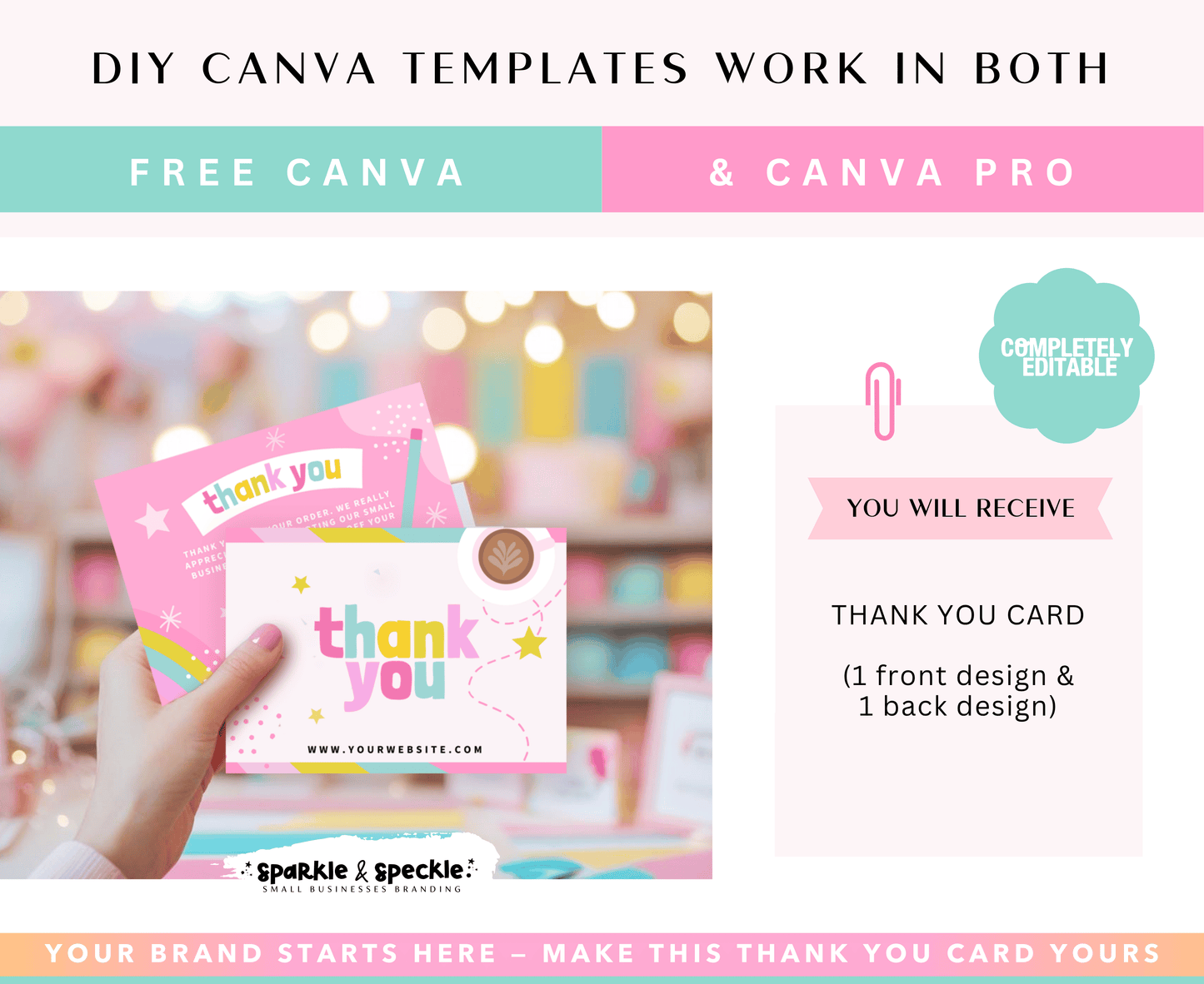 Sunday Bliss Pink Thank You Card Template