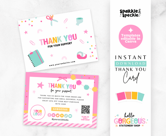 Hello Gorgeous Thank You Card Template