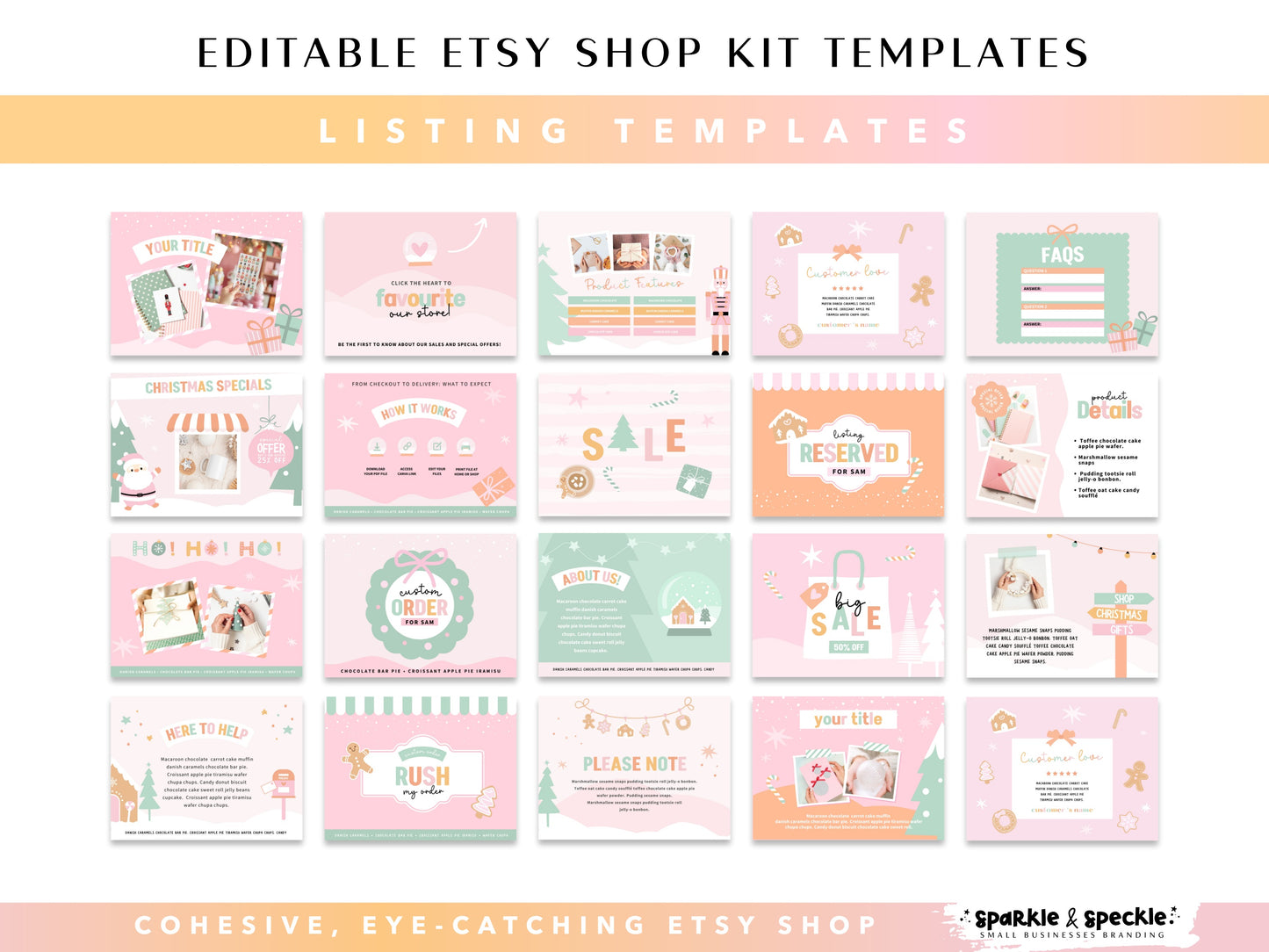 Christmas Etsy Shop Kit – Fun & Colorful Canva Templates