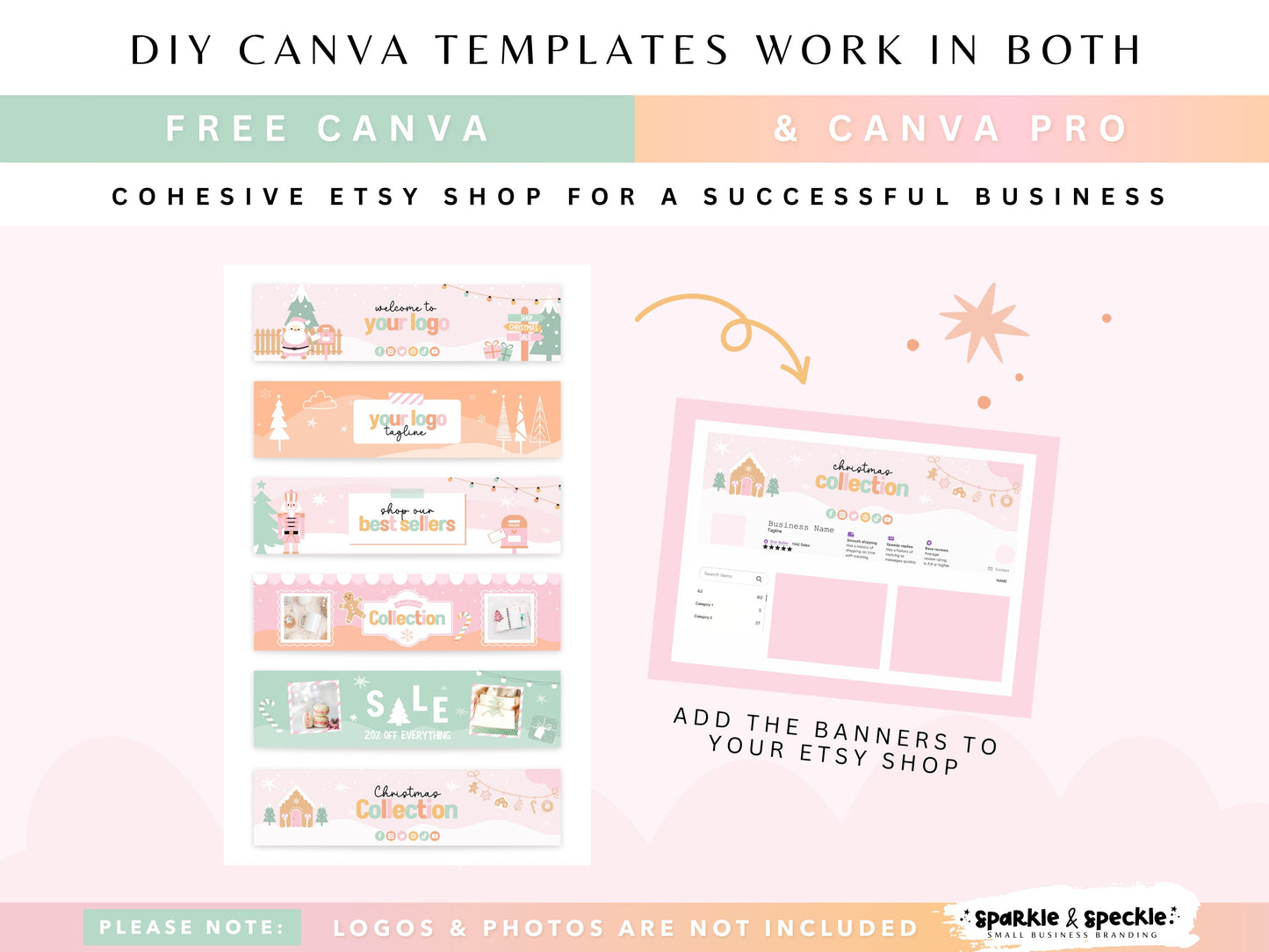 Christmas Etsy Shop Kit – Fun & Colorful Canva Templates