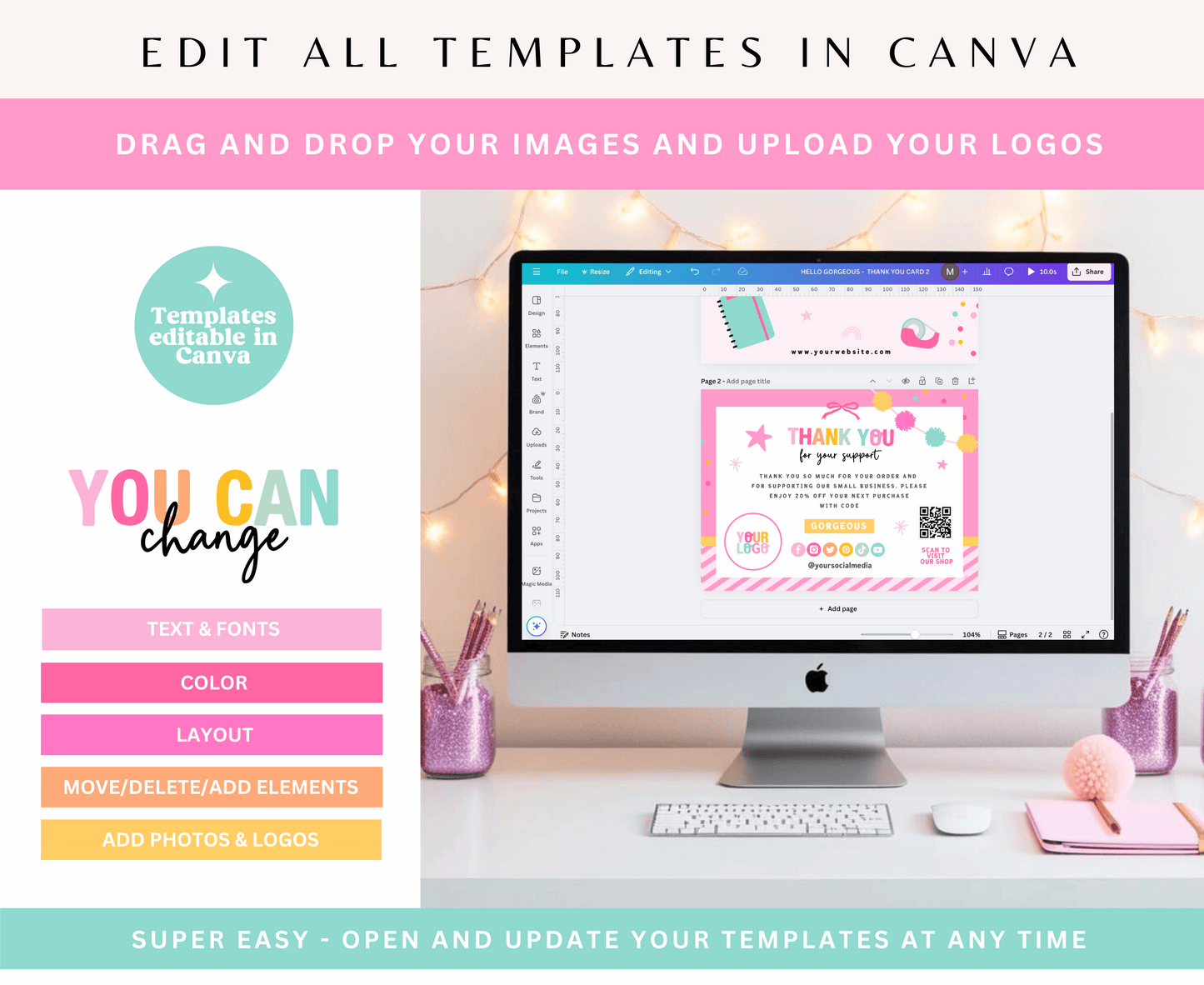 HELLO GORGEOUS THANK YOU CARD TEMPLATE
