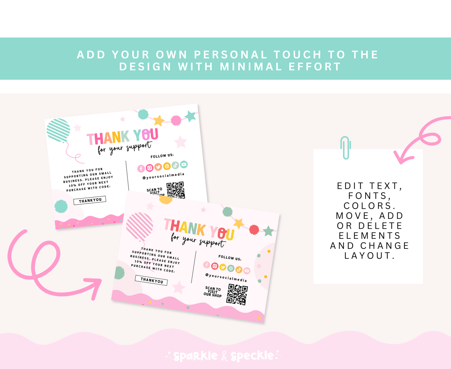 Party Colorful Thank You Card Template