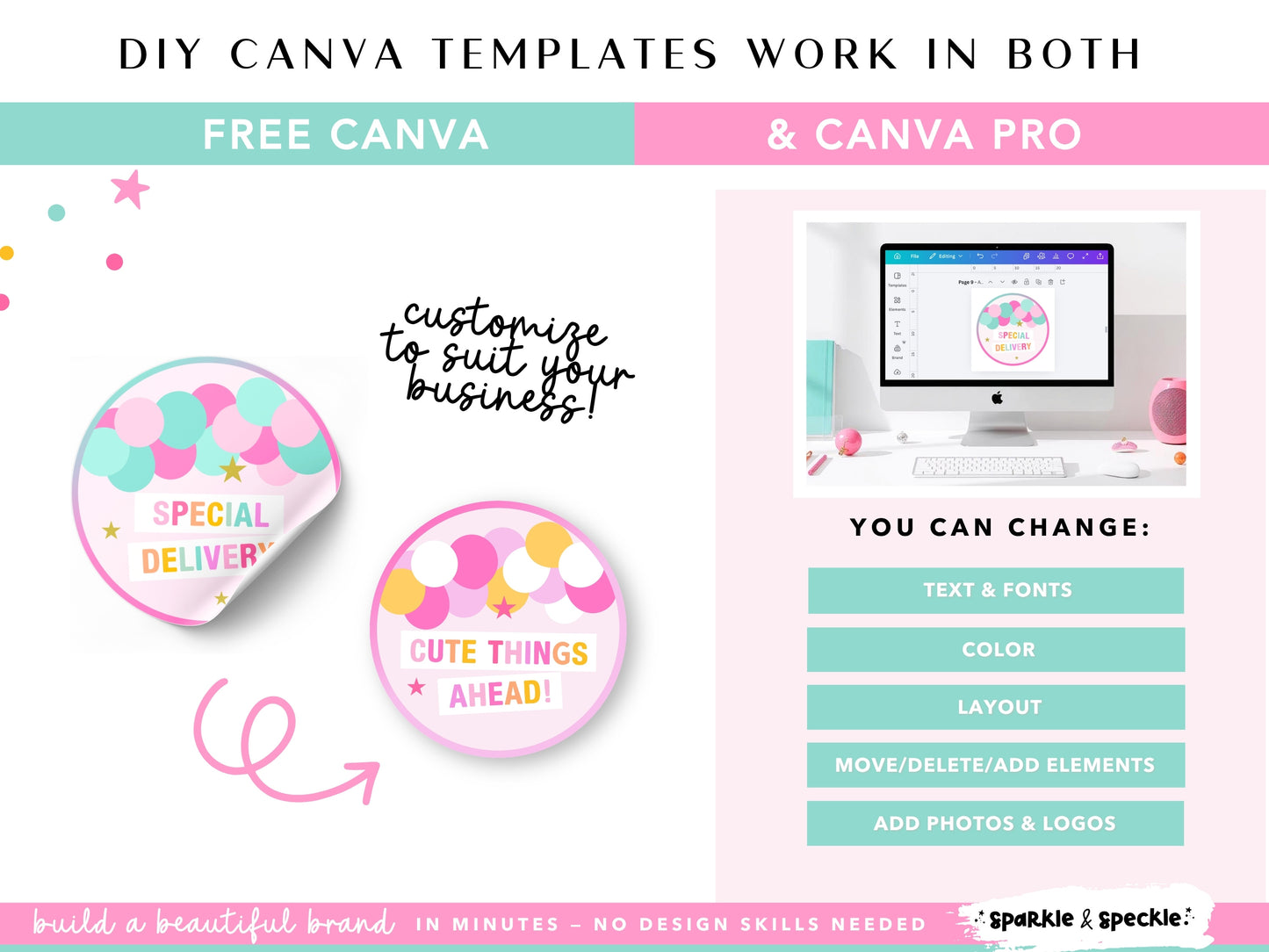 Editable Party Sticker Templates