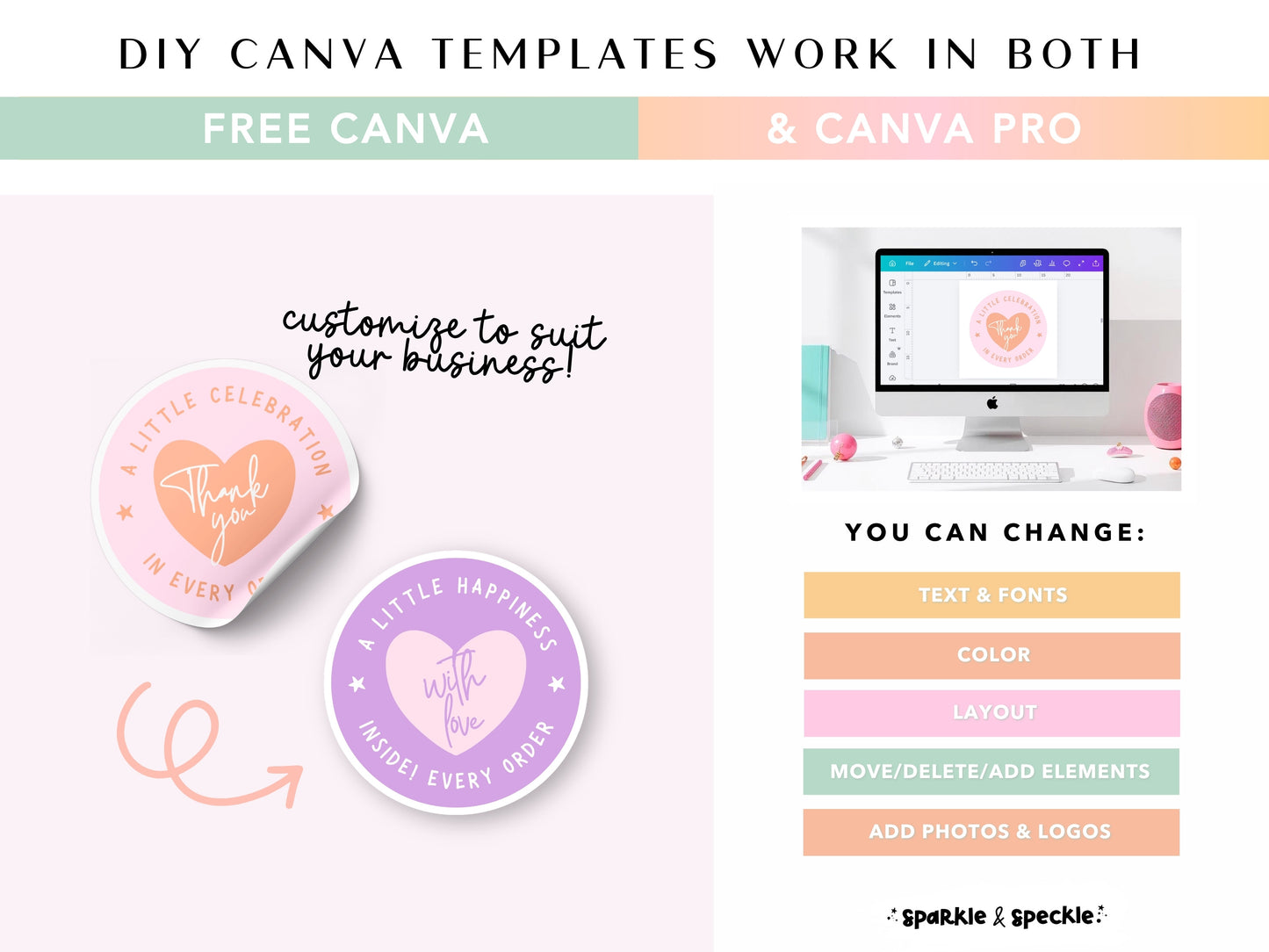 Rainbow Packaging Sticker Templates