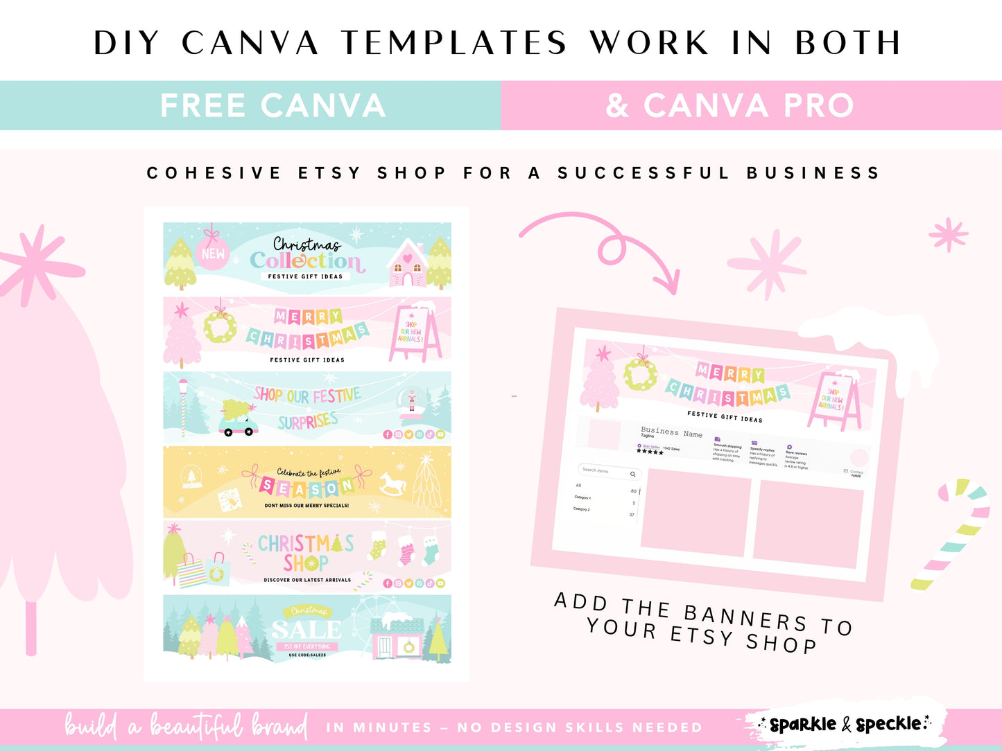 Pastel Christmas Etsy Shop Banner Templates