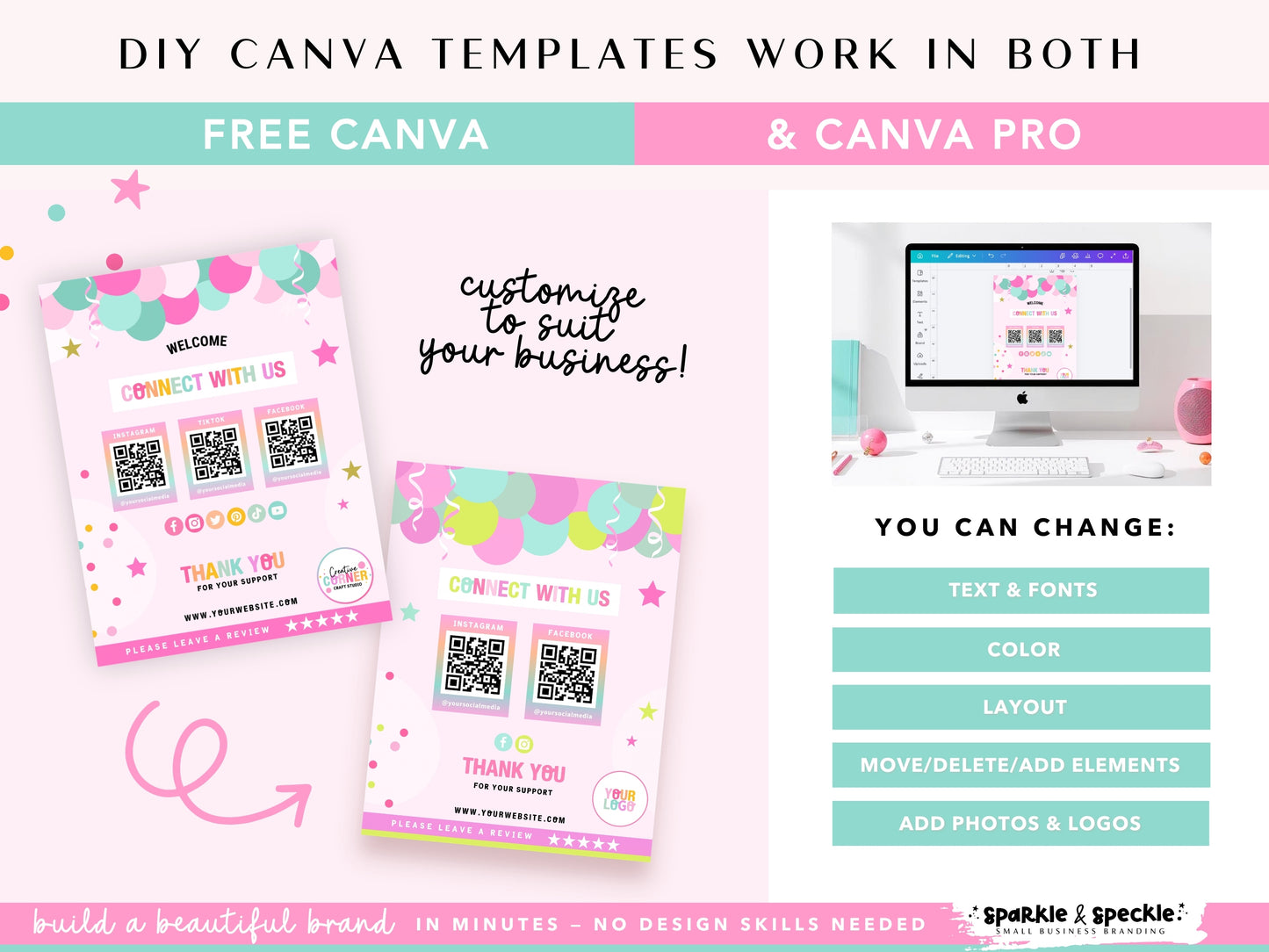 Party Theme Social Media QR Code Sign Template