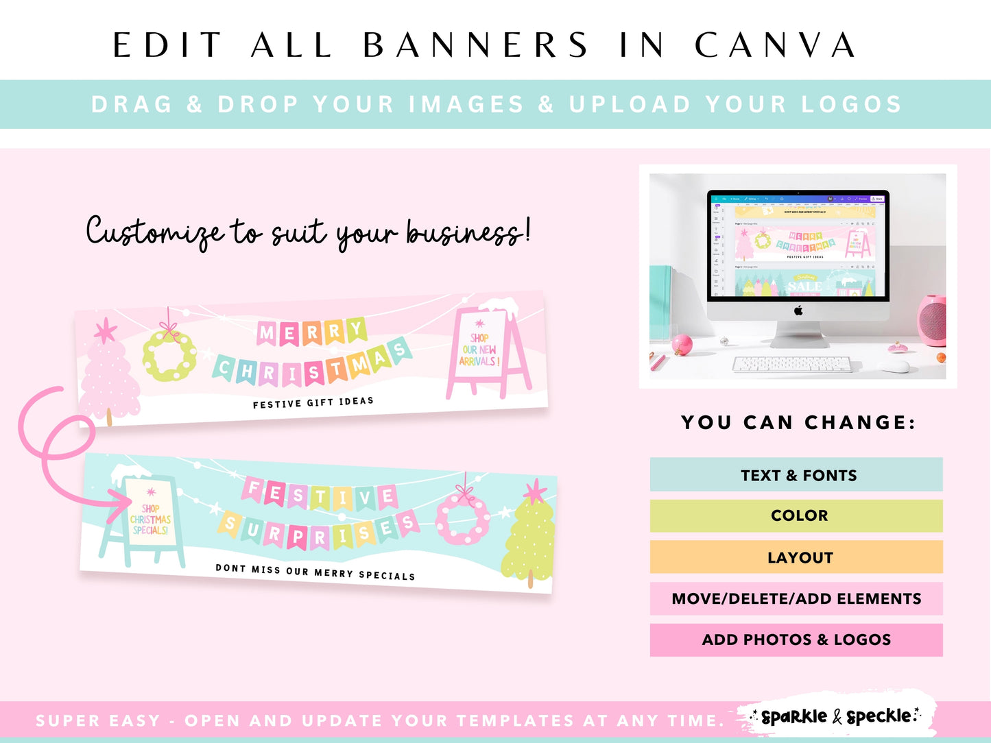 Pastel Christmas Etsy Shop Banner Templates