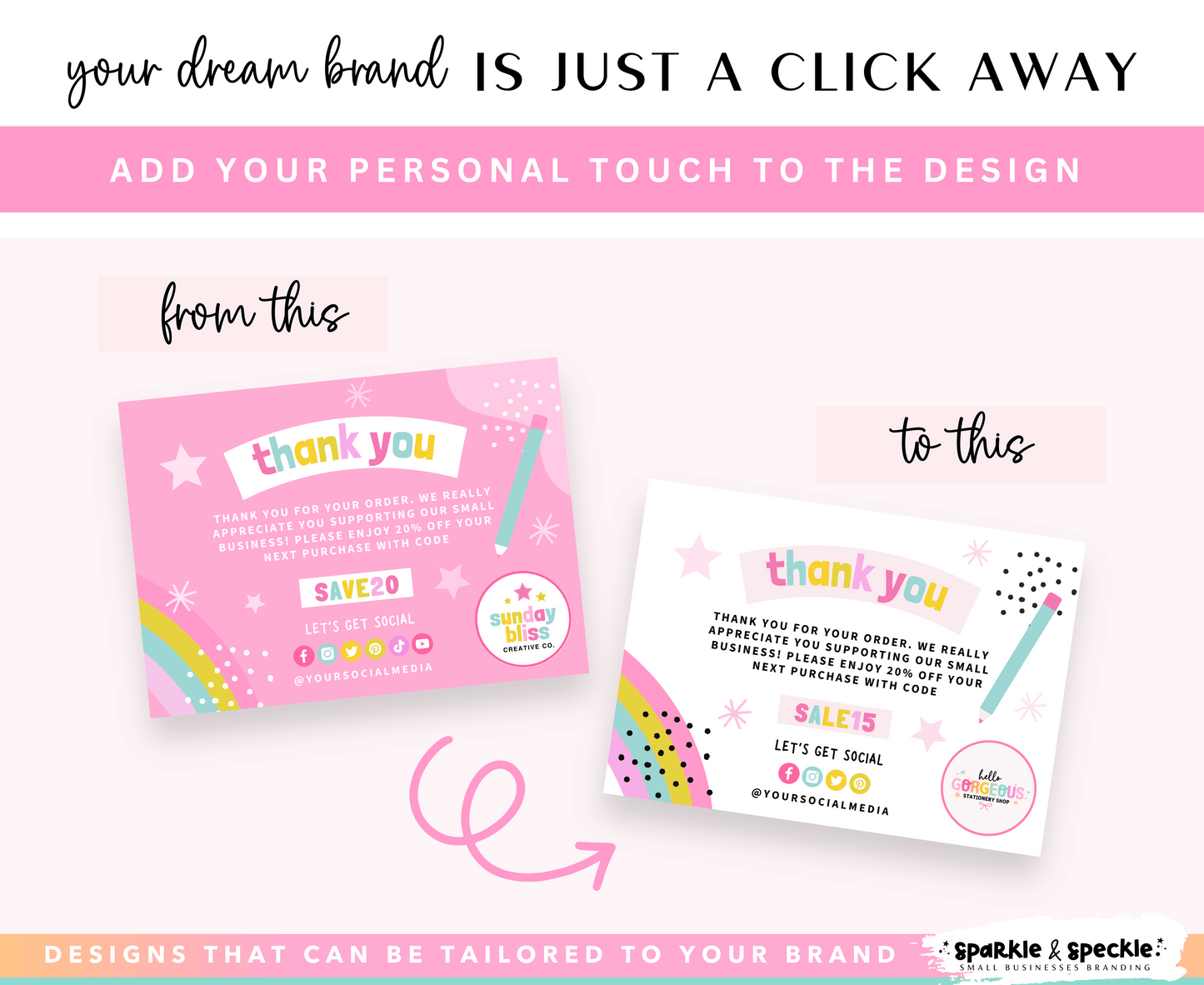 Sunday Bliss Pink Thank You Card Template