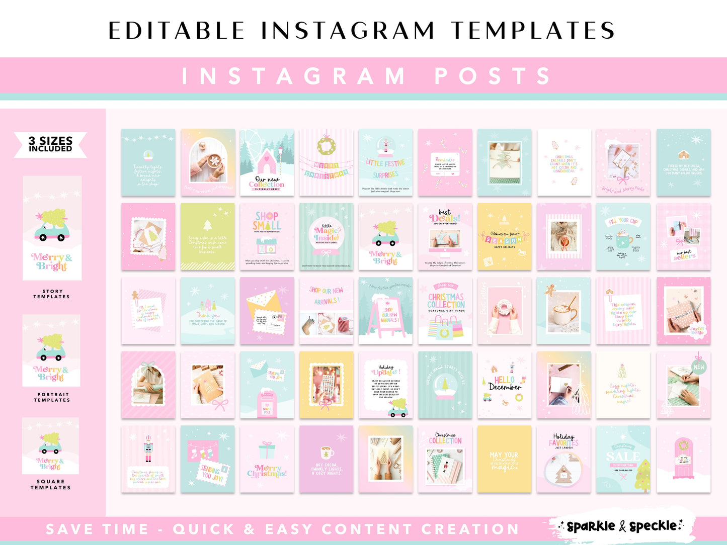 Pastel Christmas Instagram Templates