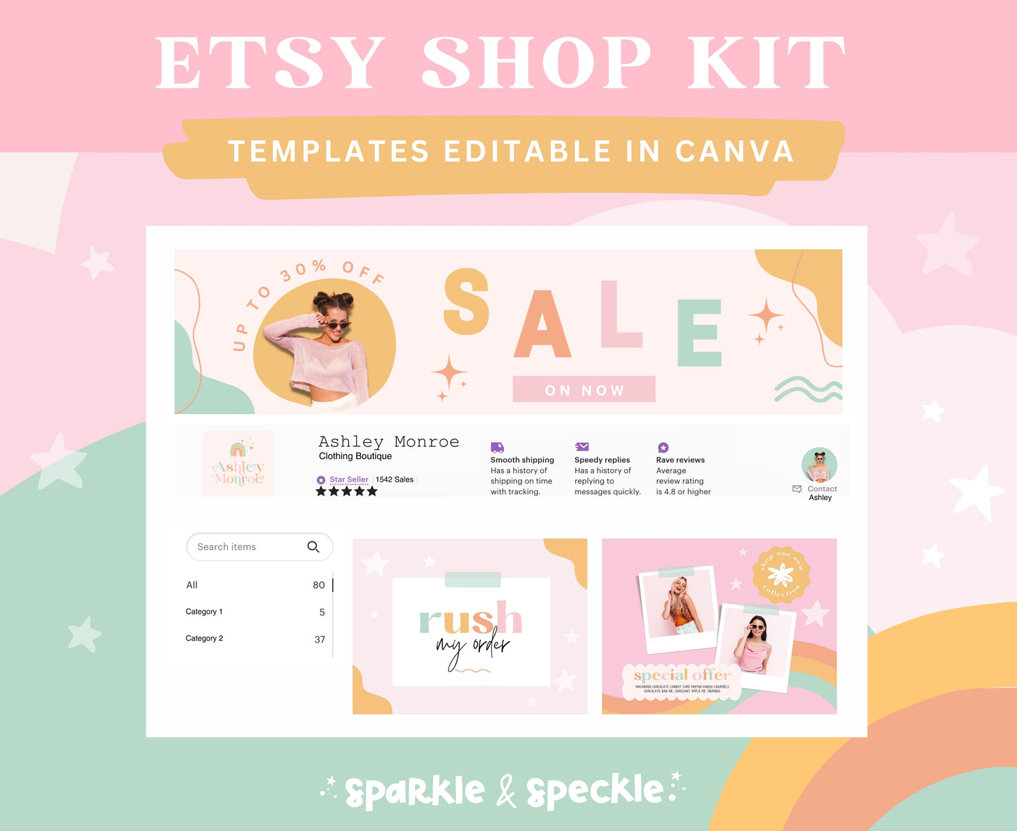 Ashley Monroe Etsy Shop Kit Templates