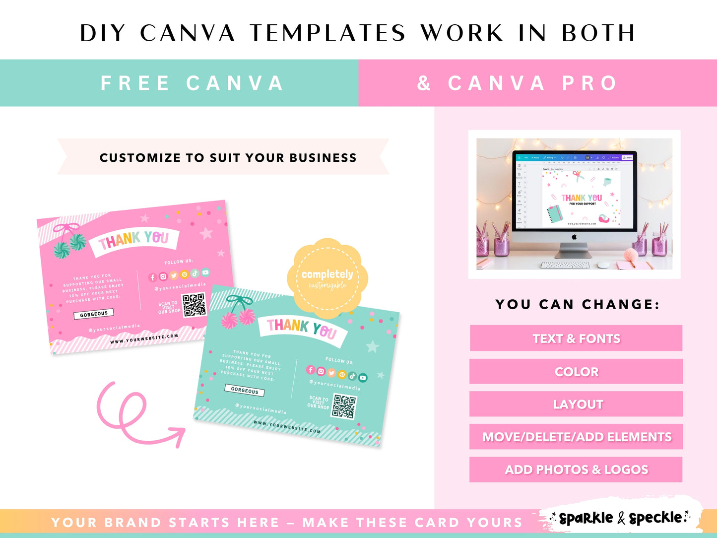Stationery Thank You Card Template: Order Insert Editable in Canva