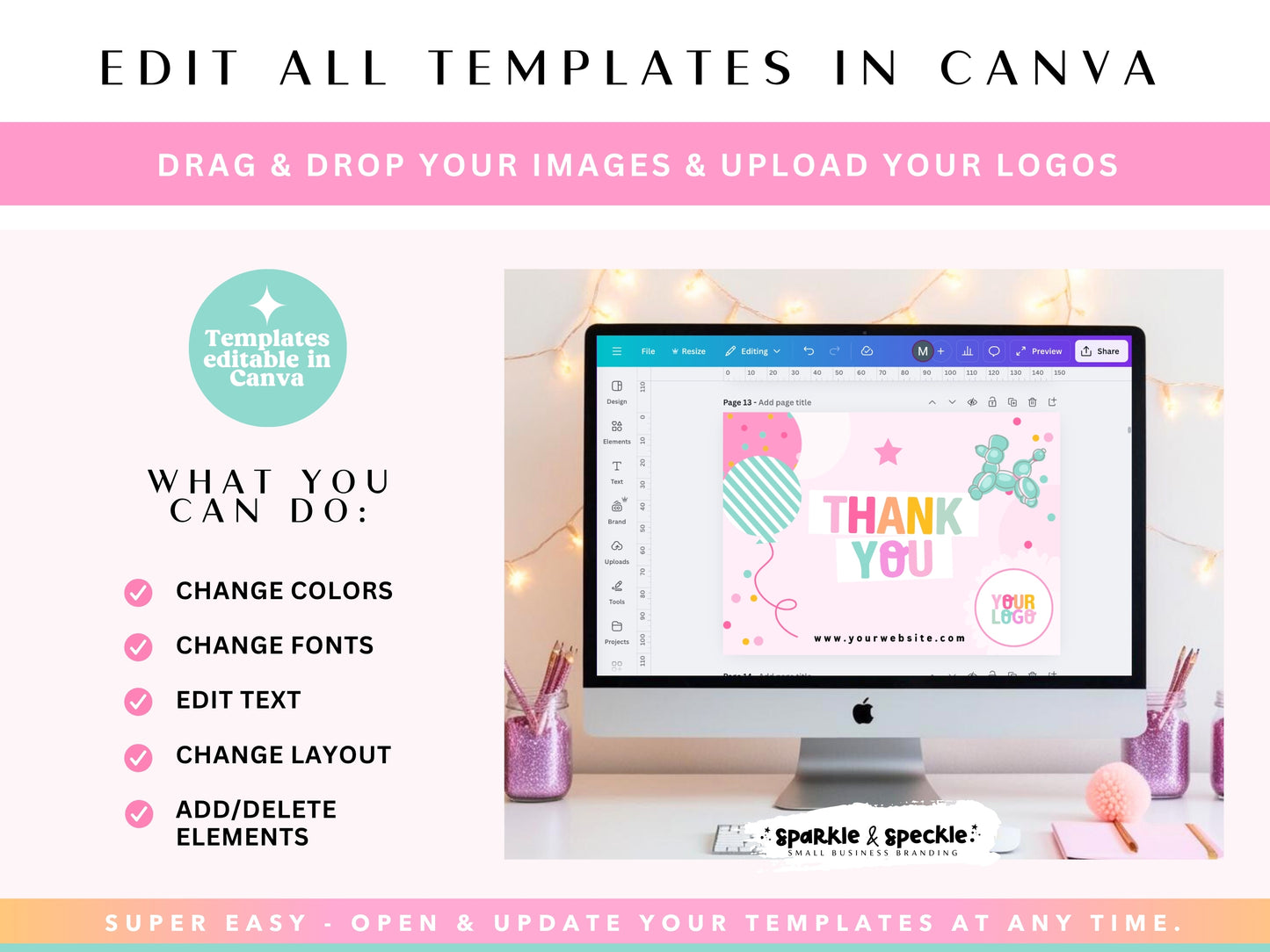 Party Colorful Thank You Card Template