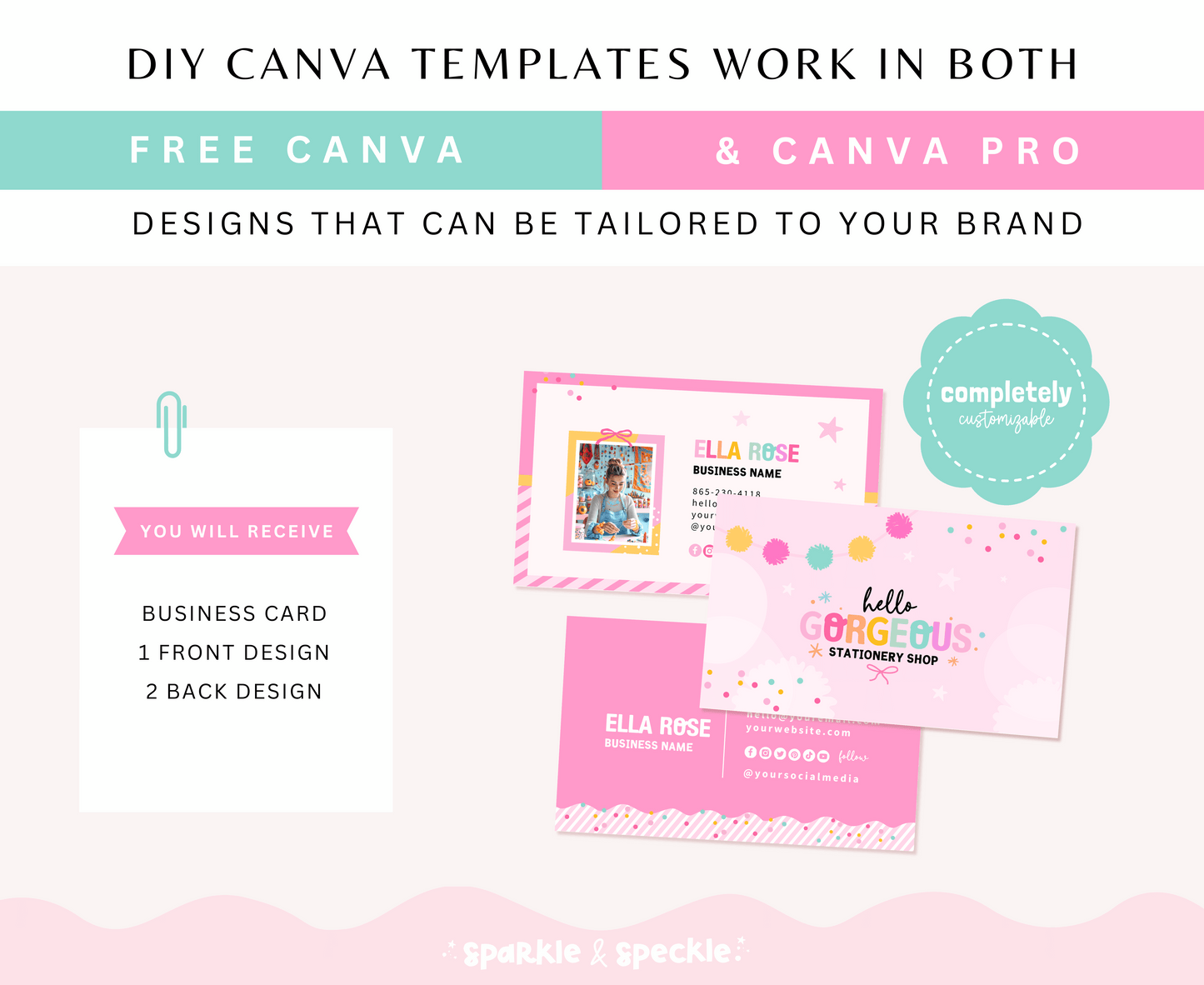 HELLO GORGEOUS STANDARD SIZE BUSINESS CARD TEMPLATE