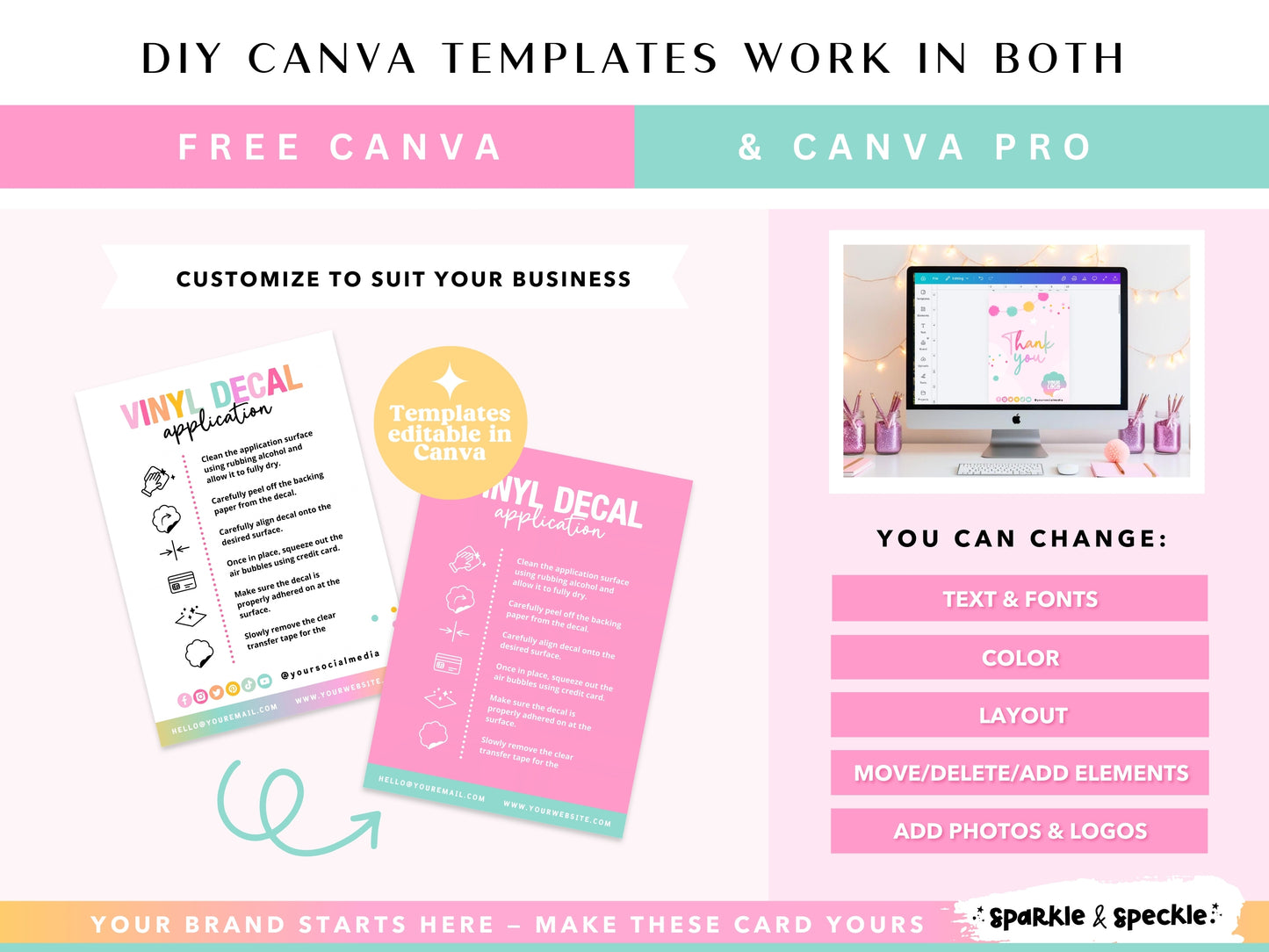 Colorful Vinyl Decal Application Instructions Card