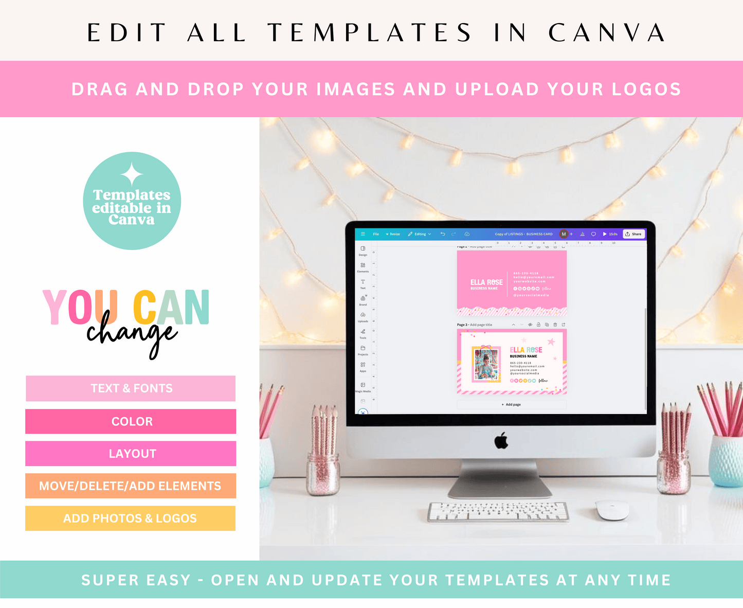 HELLO GORGEOUS STANDARD SIZE BUSINESS CARD TEMPLATE