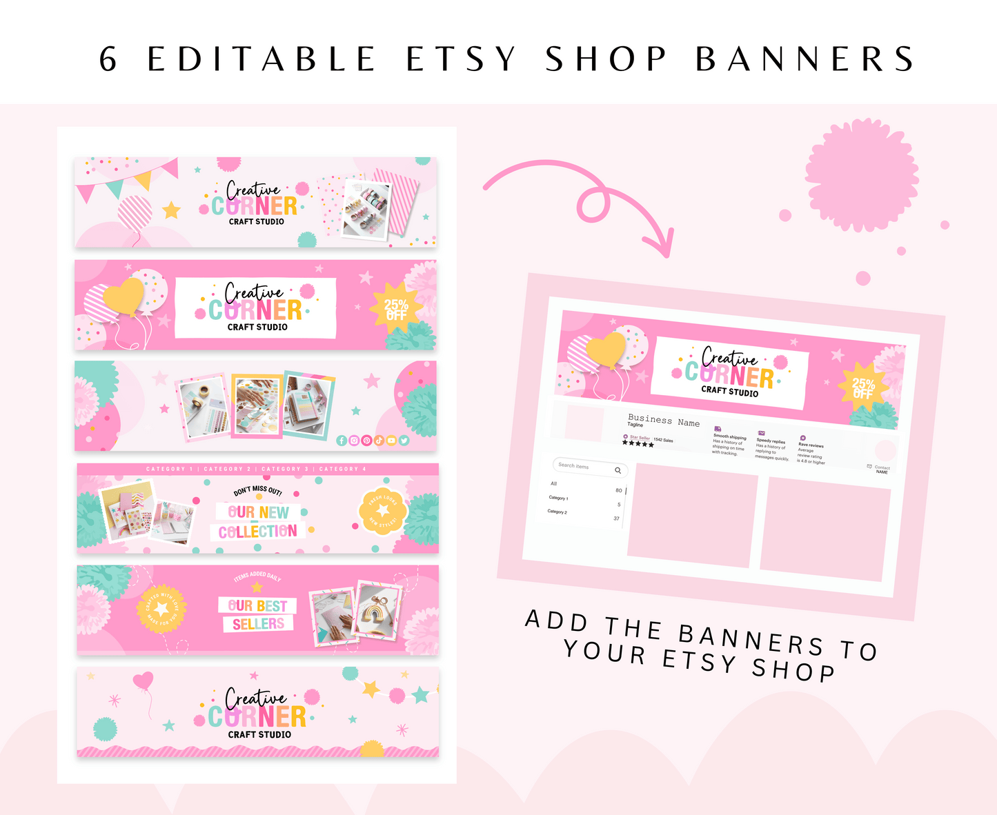 CREATIVE CORNER ETSY SHOP BANNERS
