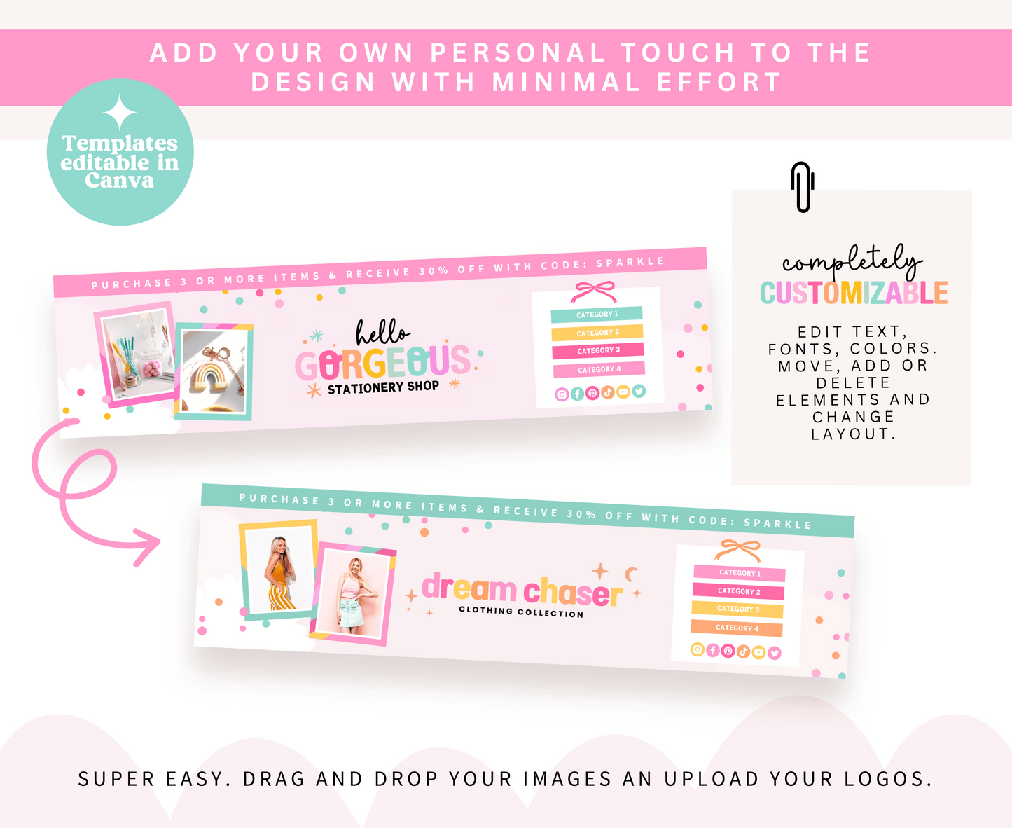 Hello Gorgeous Etsy Shop Banners