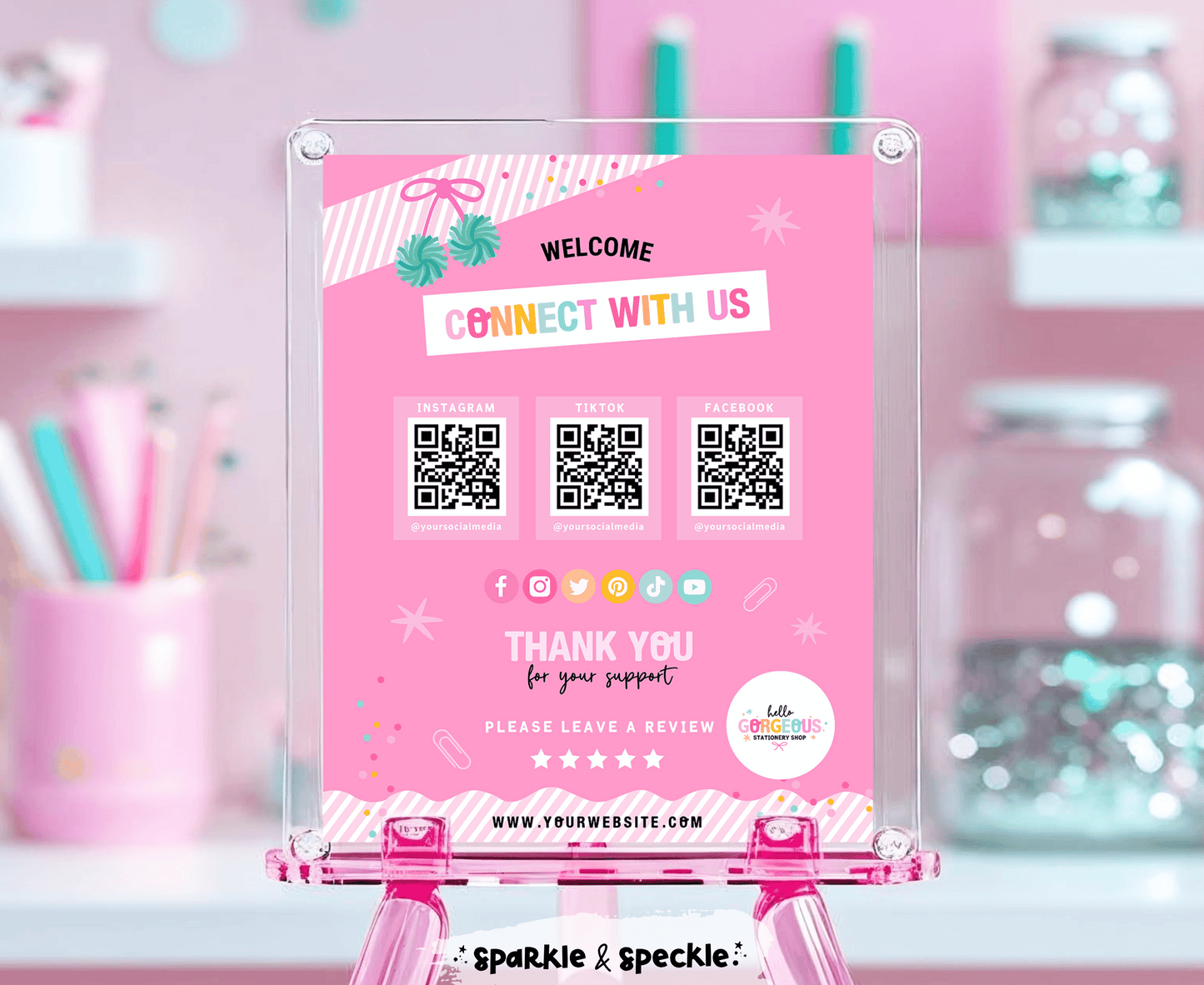 Hello Gorgeous Social Media QR Template