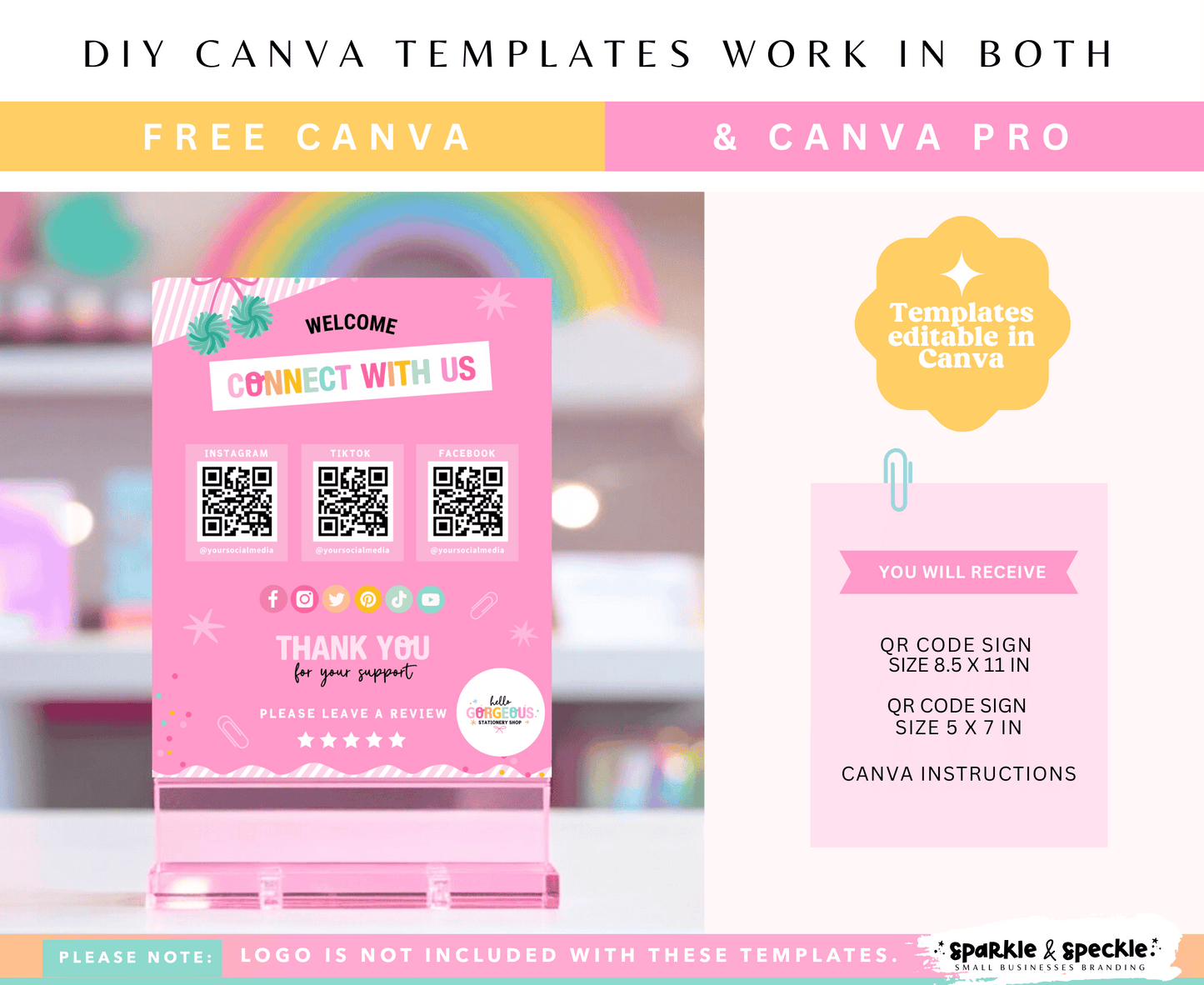 Hello Gorgeous Social Media QR Template