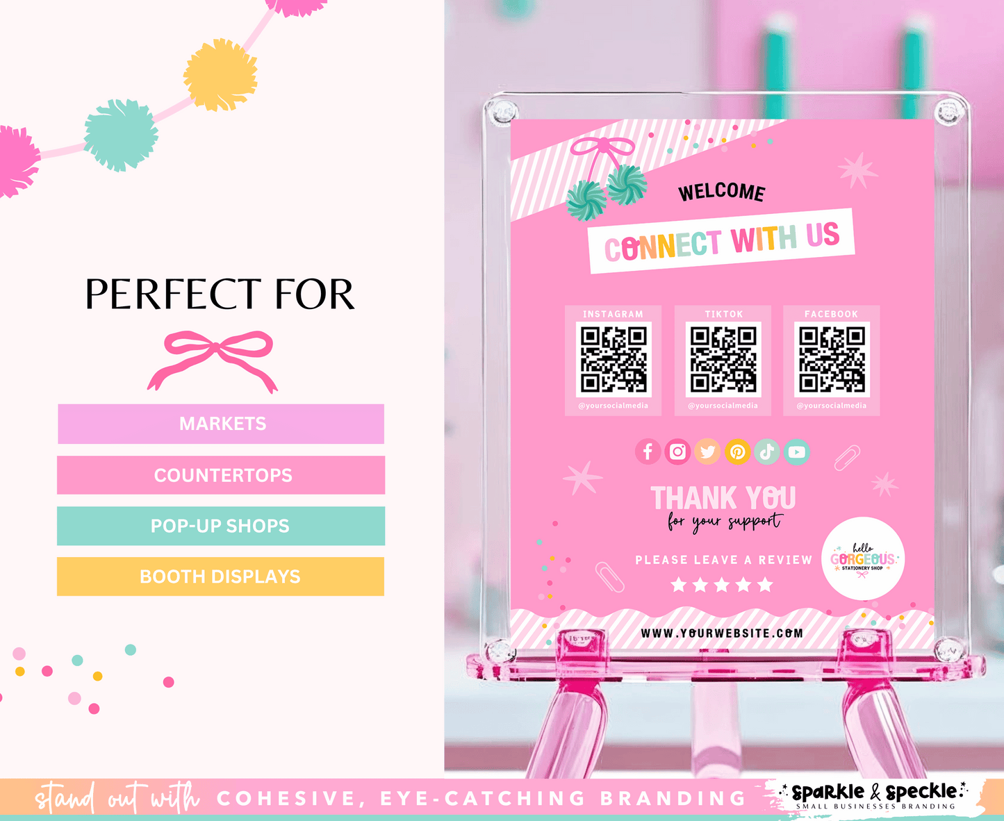 Hello Gorgeous Social Media QR Template