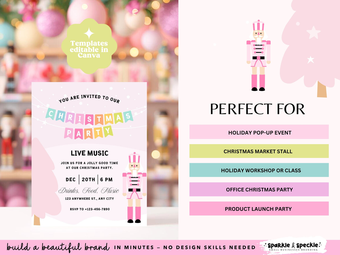 Pastel Christmas Card Party Invite Template