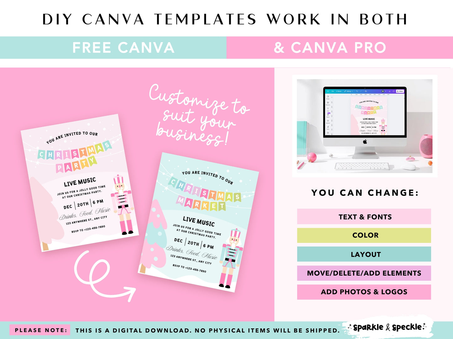 Pastel Christmas Card Party Invite Template