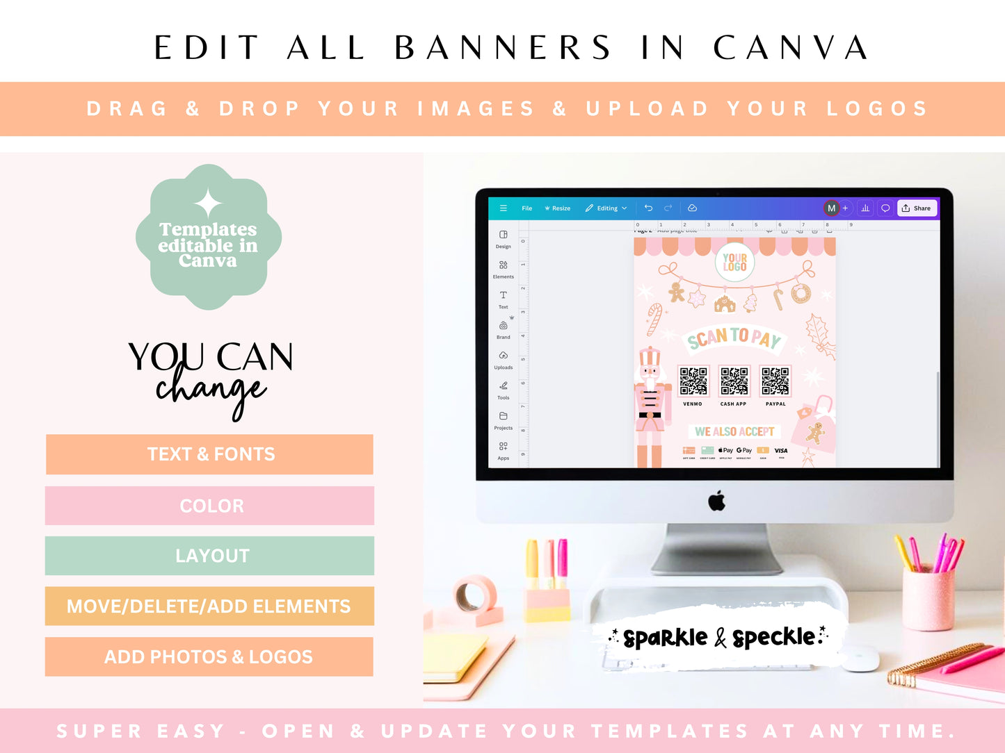 Christmas QR Code Payment Sign Canva Template