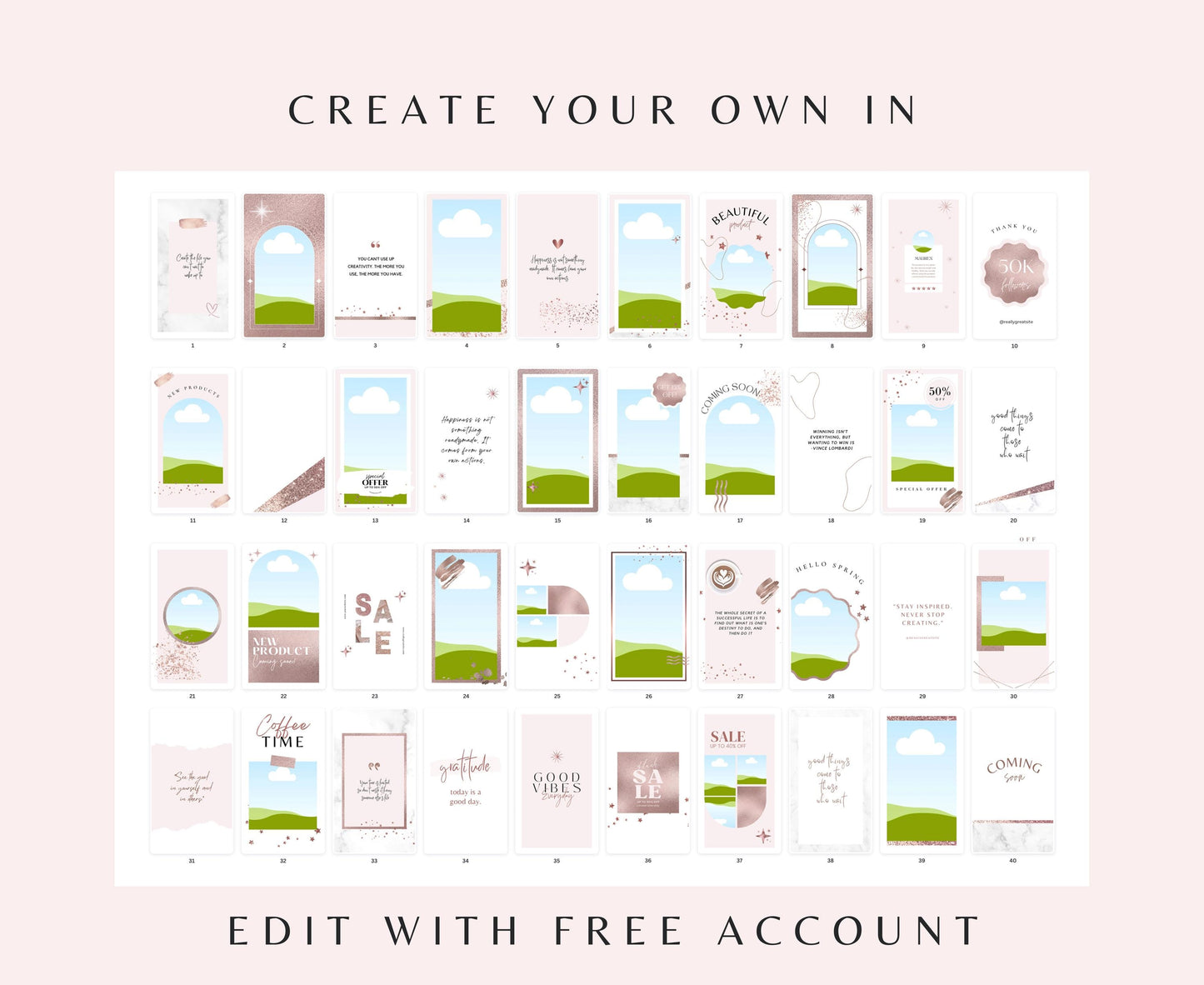 ROSE GOLD & PINK INSTAGRAM STORIES TEMPLATES