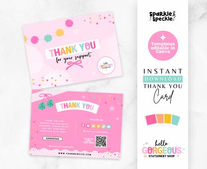 PINK HELLO GORGEOUS THANK YOU CARD TEMPLATE