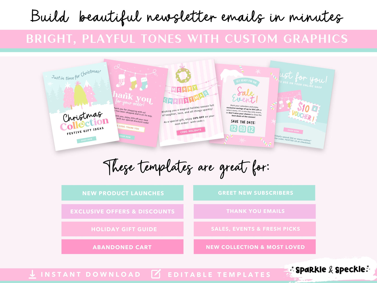 Pastel Christmas Email Marketing Templates