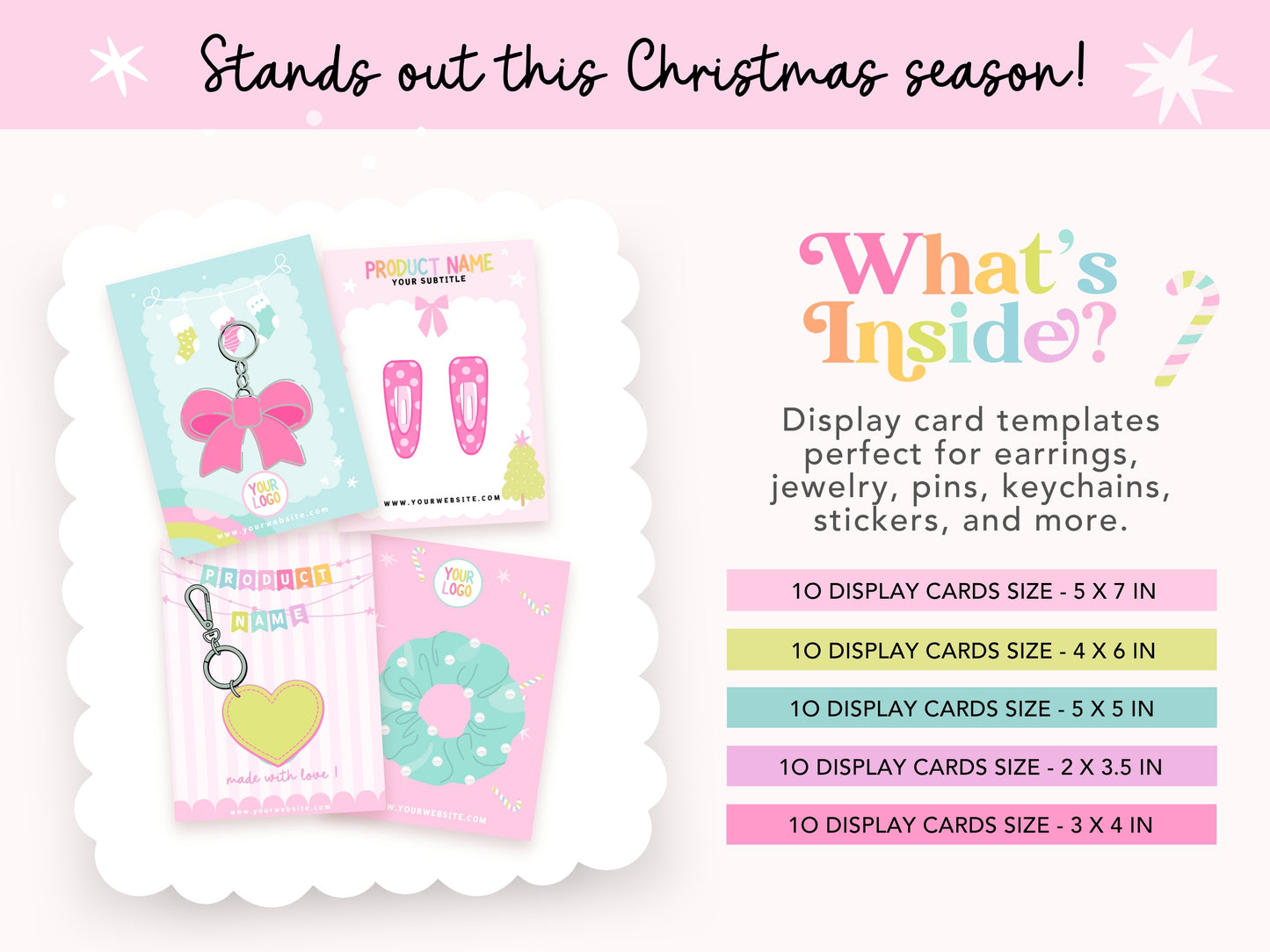 Pastel Christmas Product Display Cards