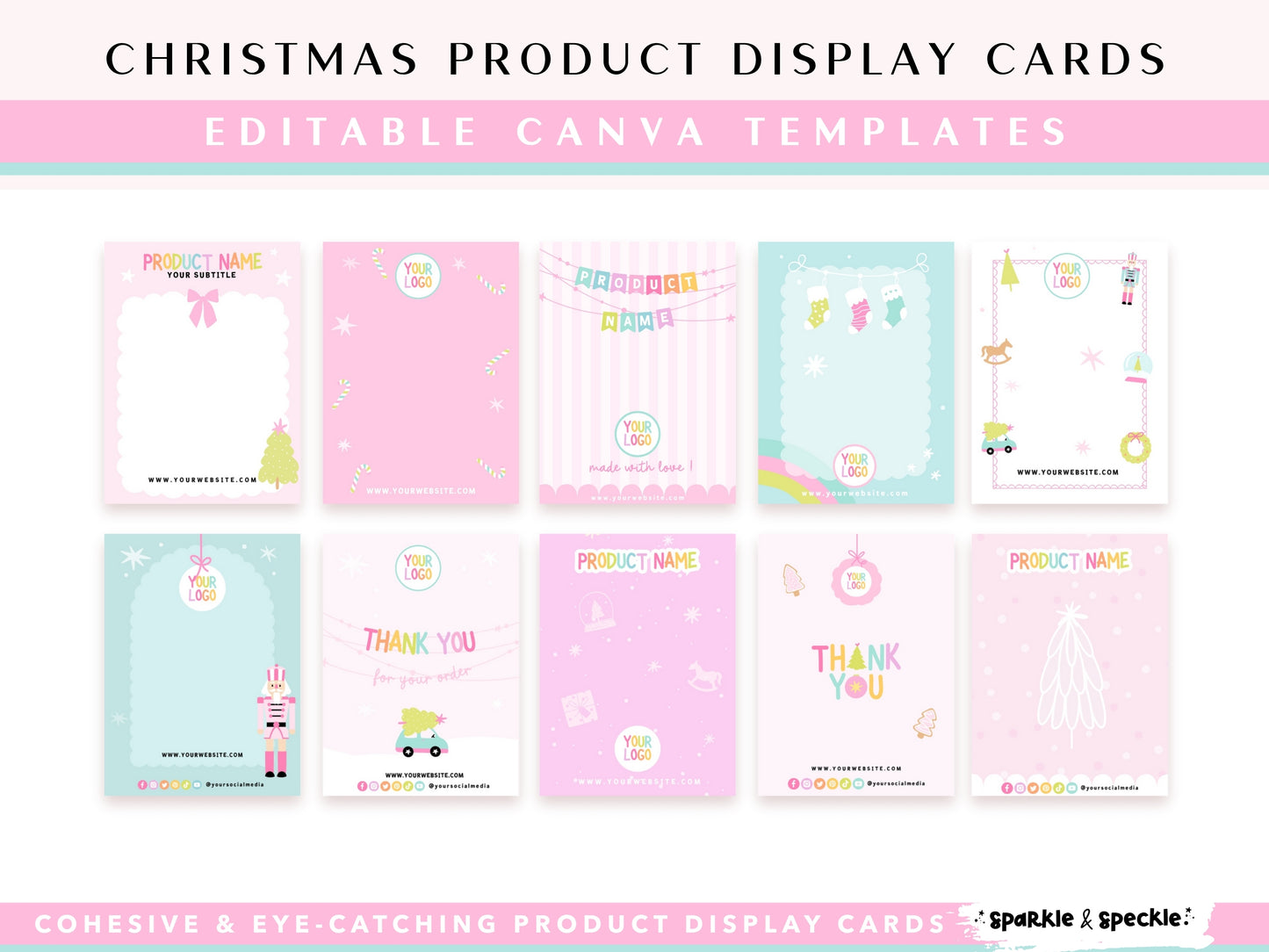 Pastel Christmas Product Display Cards