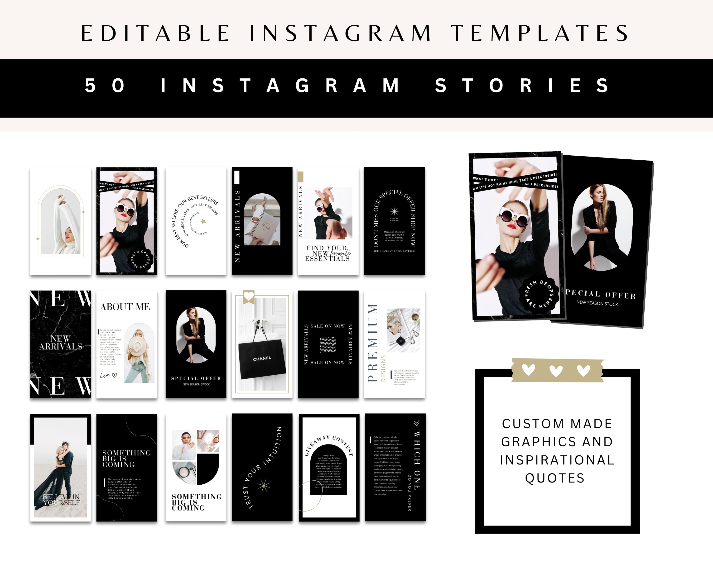 BLACK & GOLD INSTAGRAM STORY TEMPLATES