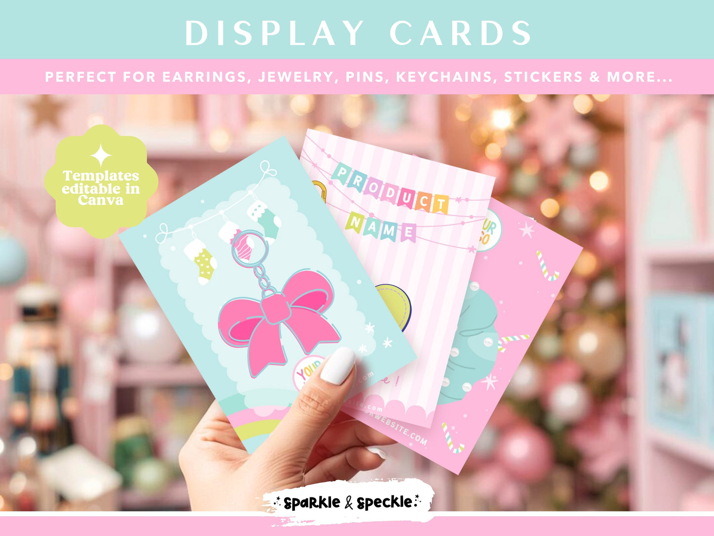 Pastel Christmas Product Display Cards