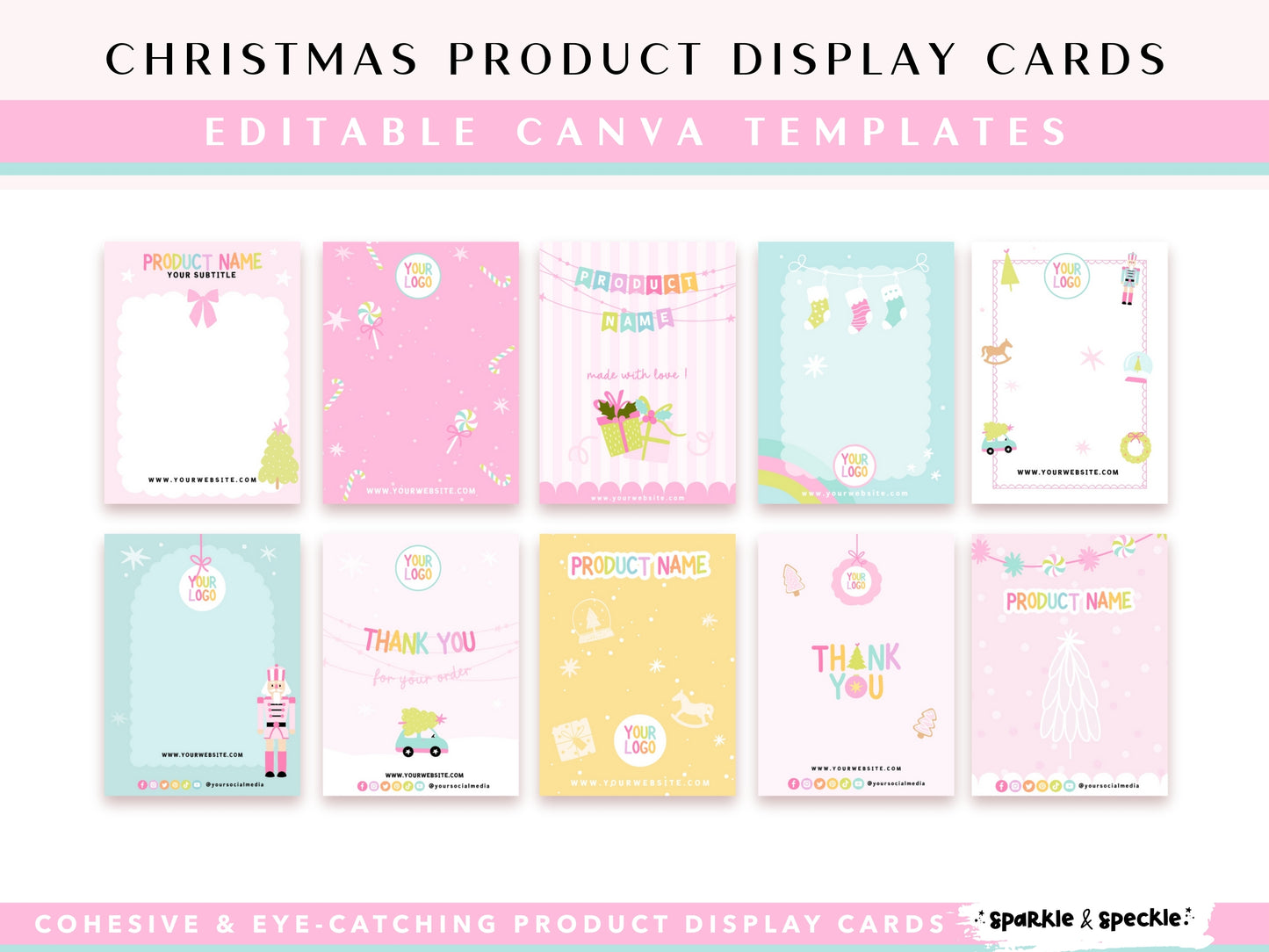 Pastel Christmas Product Display Cards