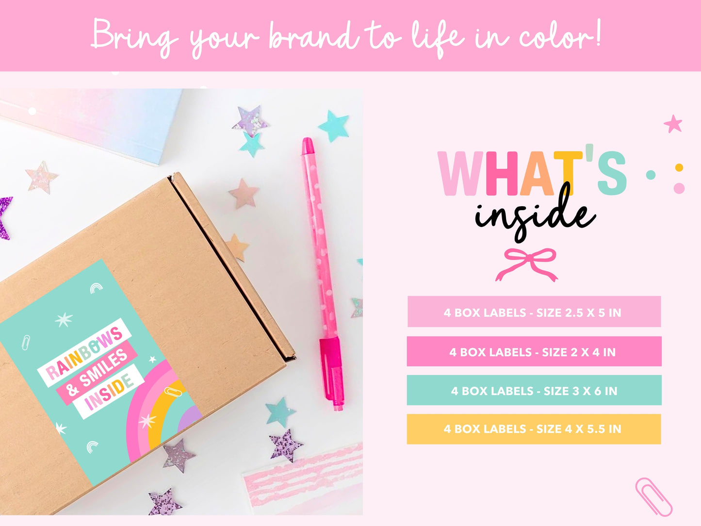 Rainbow Happy Mail Box Sticker Labels