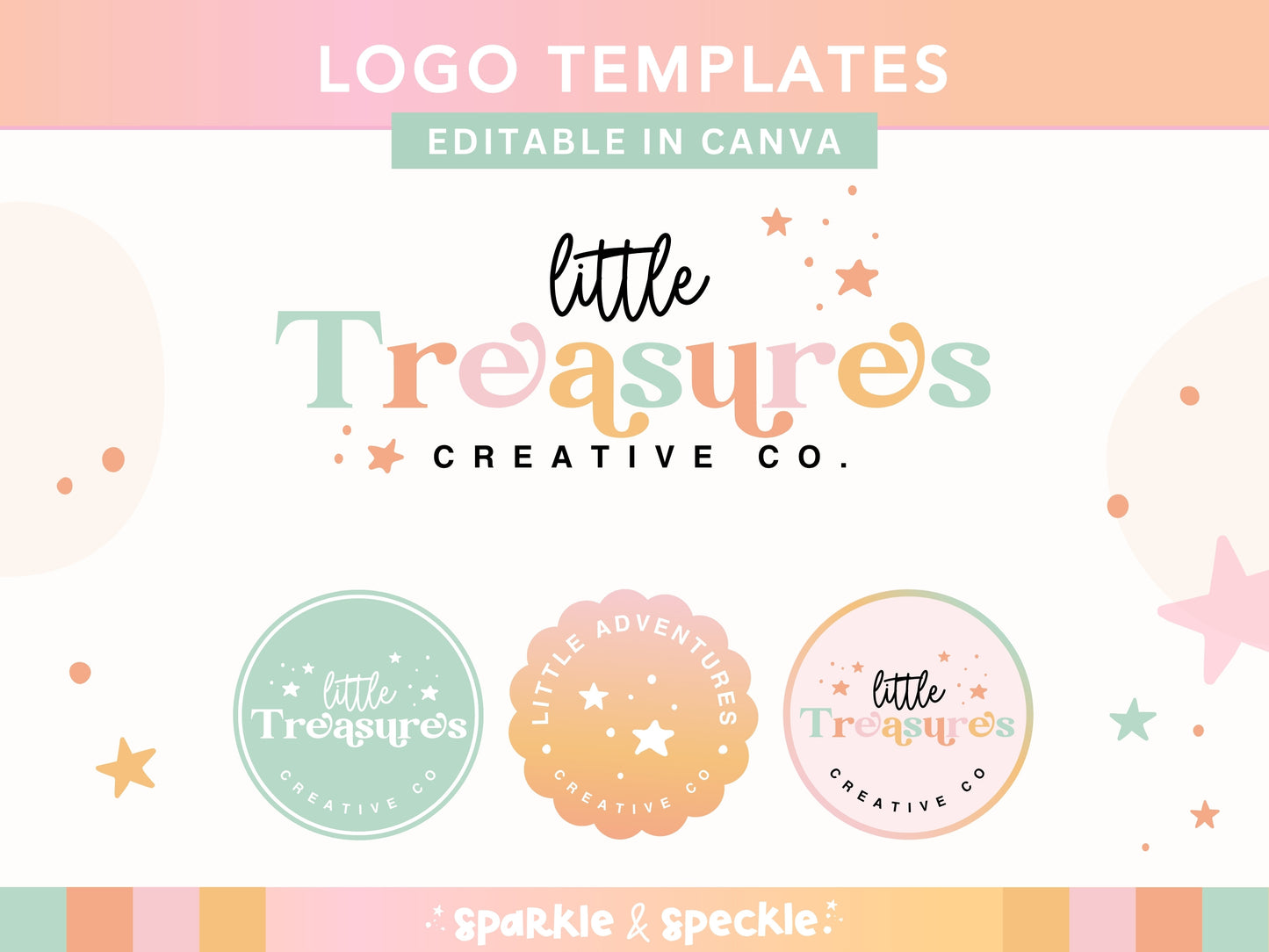Pastel Rainbow Logo Template Canva