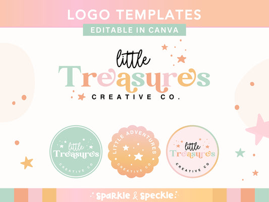 Pastel Rainbow Logo Template Canva