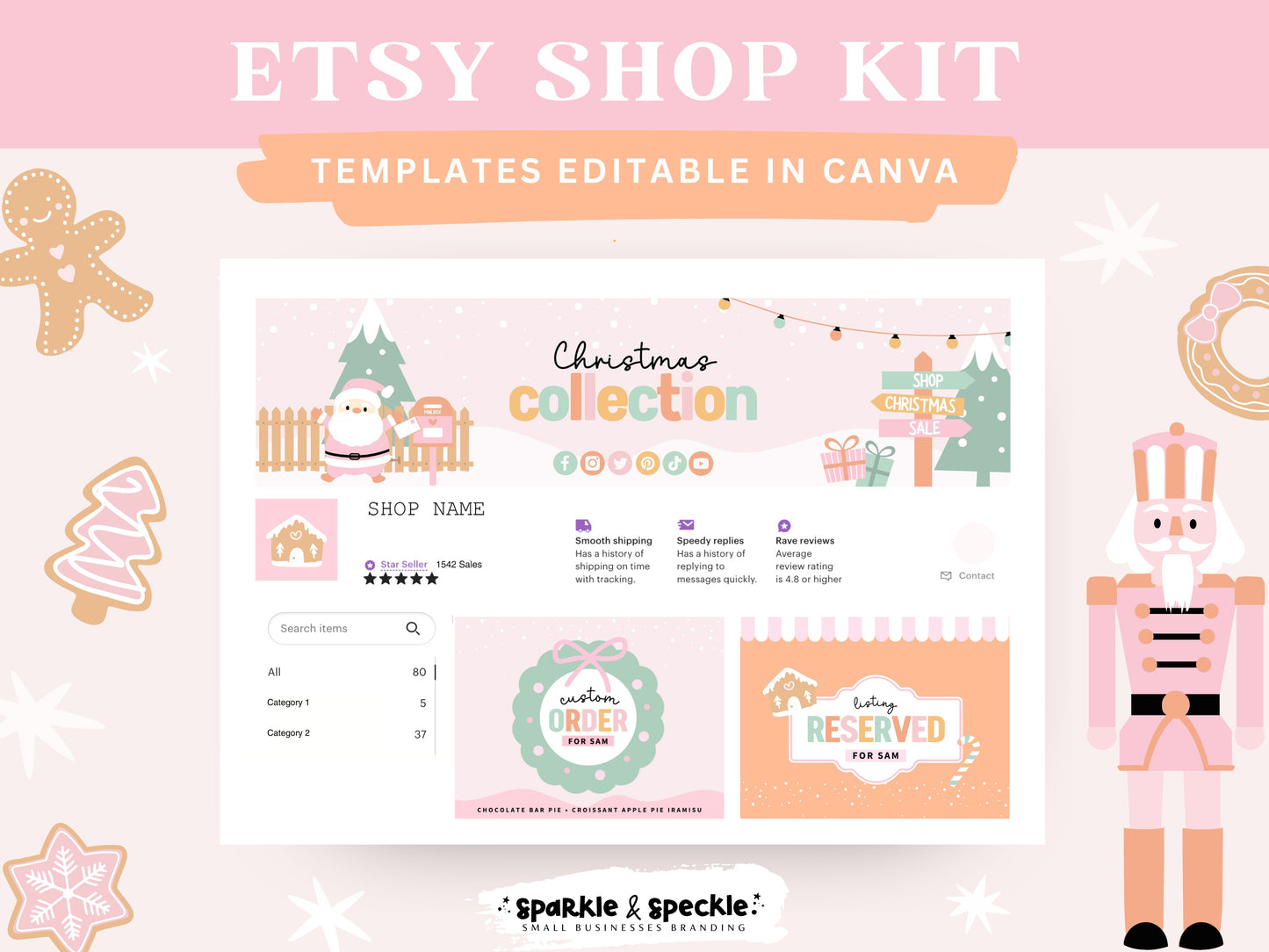 Christmas Etsy Shop Kit – Fun & Colorful Canva Templates