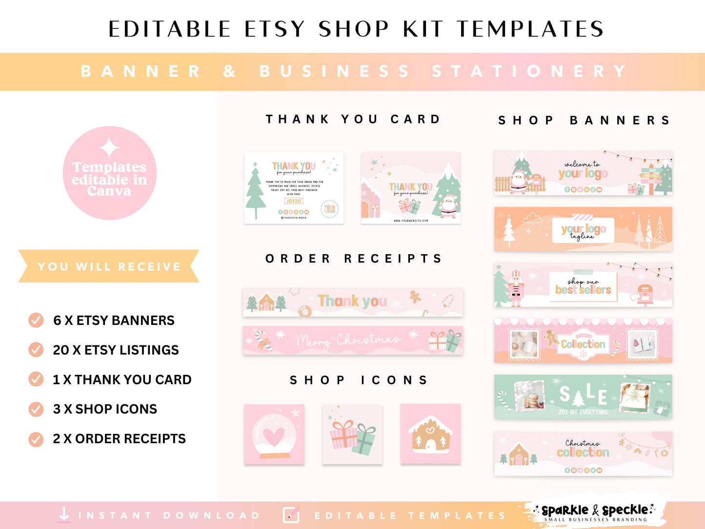 Christmas Etsy Shop Kit – Fun & Colorful Canva Templates