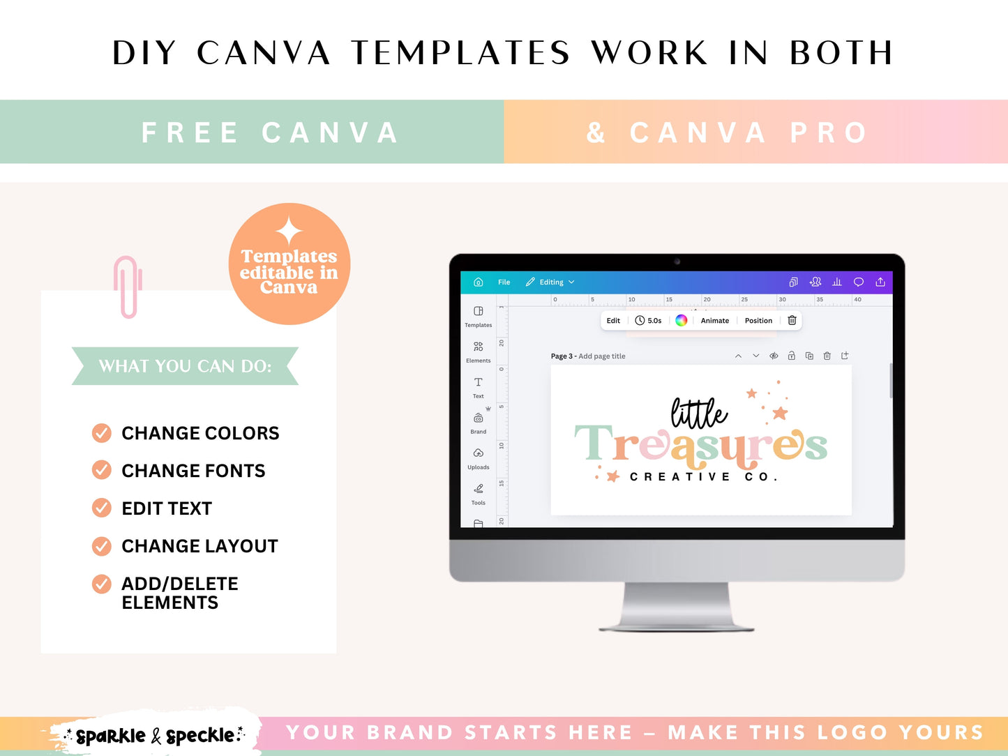 Pastel Rainbow Logo Template Canva