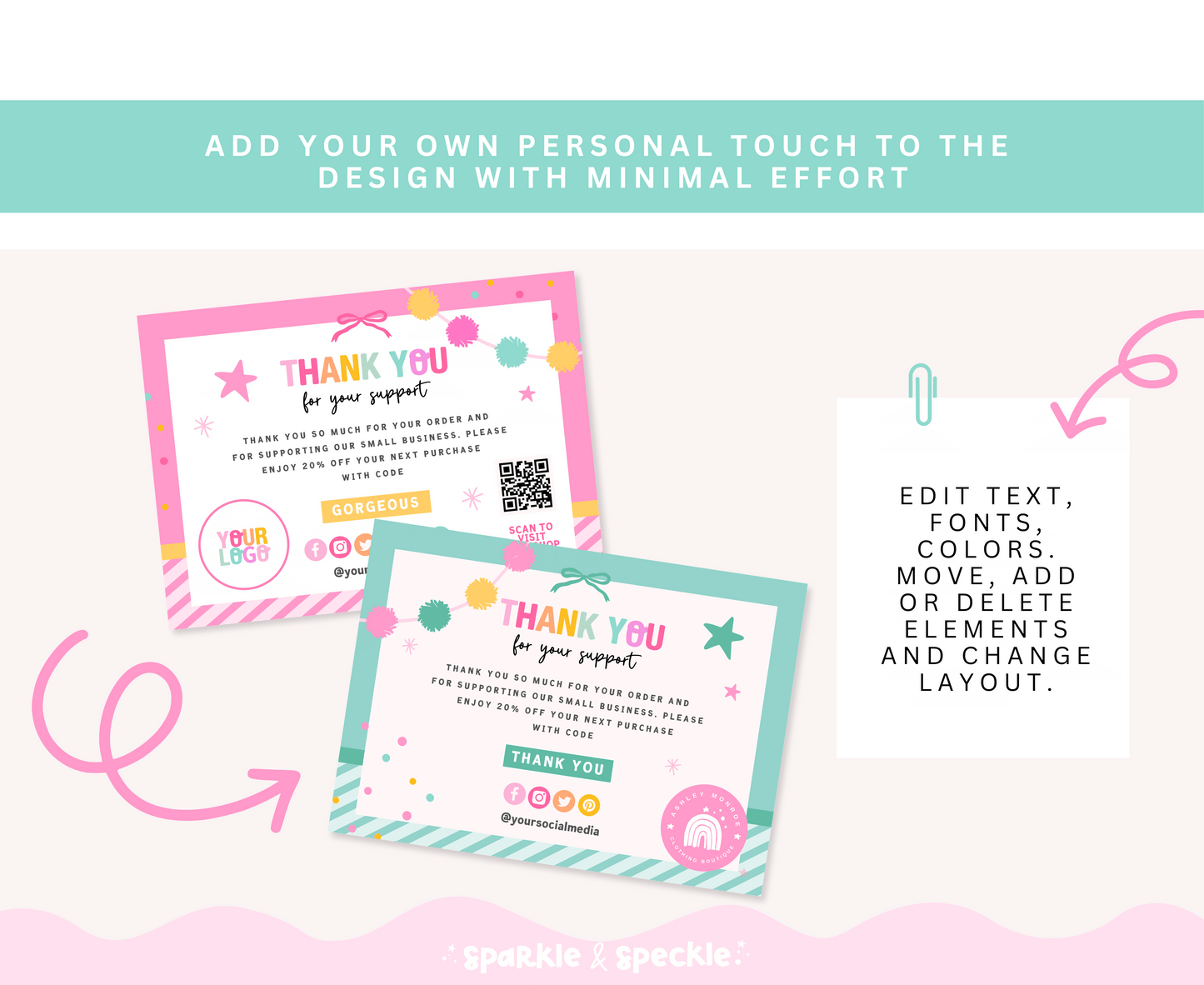 HELLO GORGEOUS THANK YOU CARD TEMPLATE