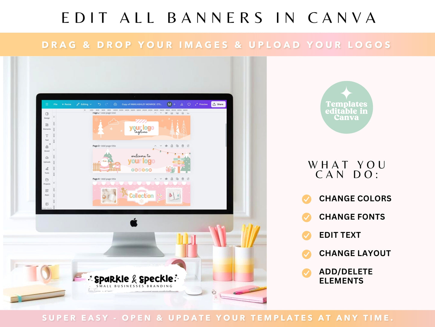 Christmas Etsy Shop Kit – Fun & Colorful Canva Templates