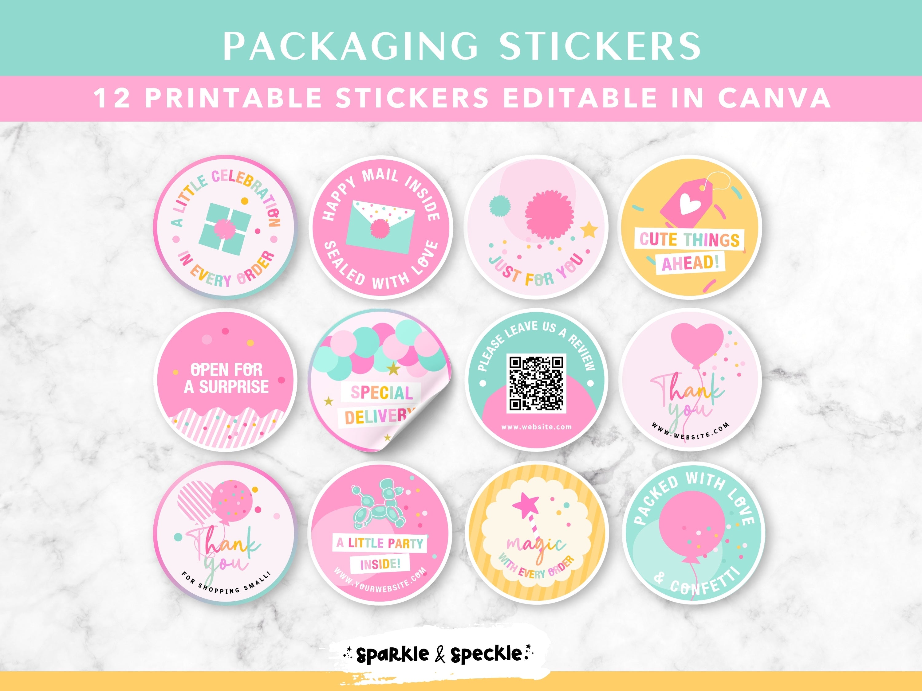 Editable Party Sticker Templates