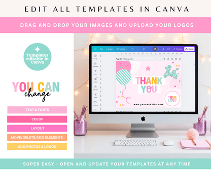 Party Colorful Thank You Card Template