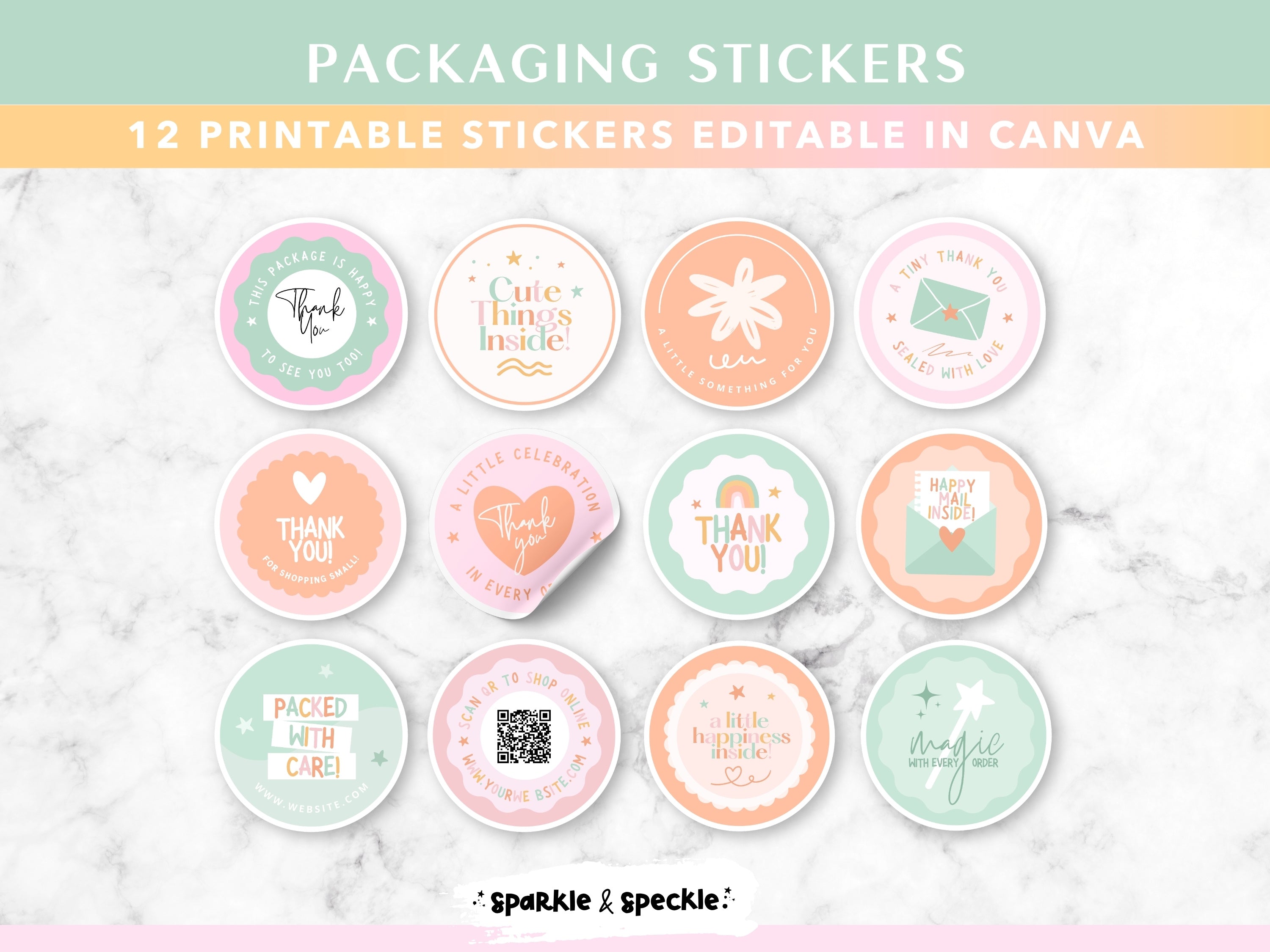 Rainbow Packaging Sticker Templates
