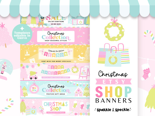 Pastel Christmas Etsy Shop Banner Templates