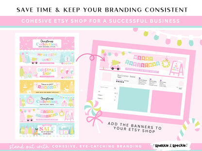 Pastel Christmas Etsy Shop Kit Templates