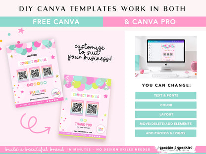 Party Theme Social Media QR Code Sign Template